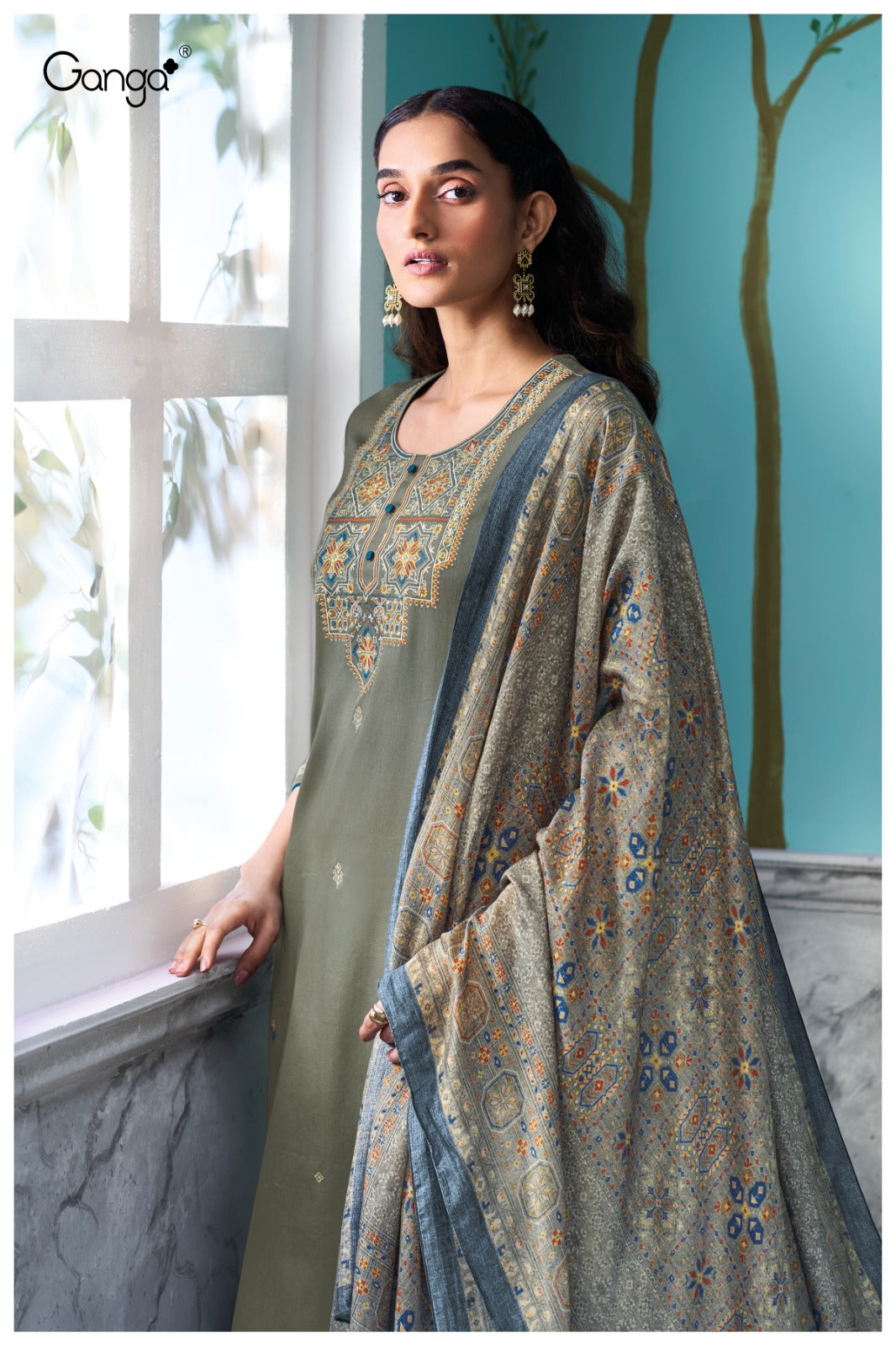 GANGA FASHIONS MYRIXA S3719 | PREMIUM COTTON SATIN - ASHOK LAL & SONS