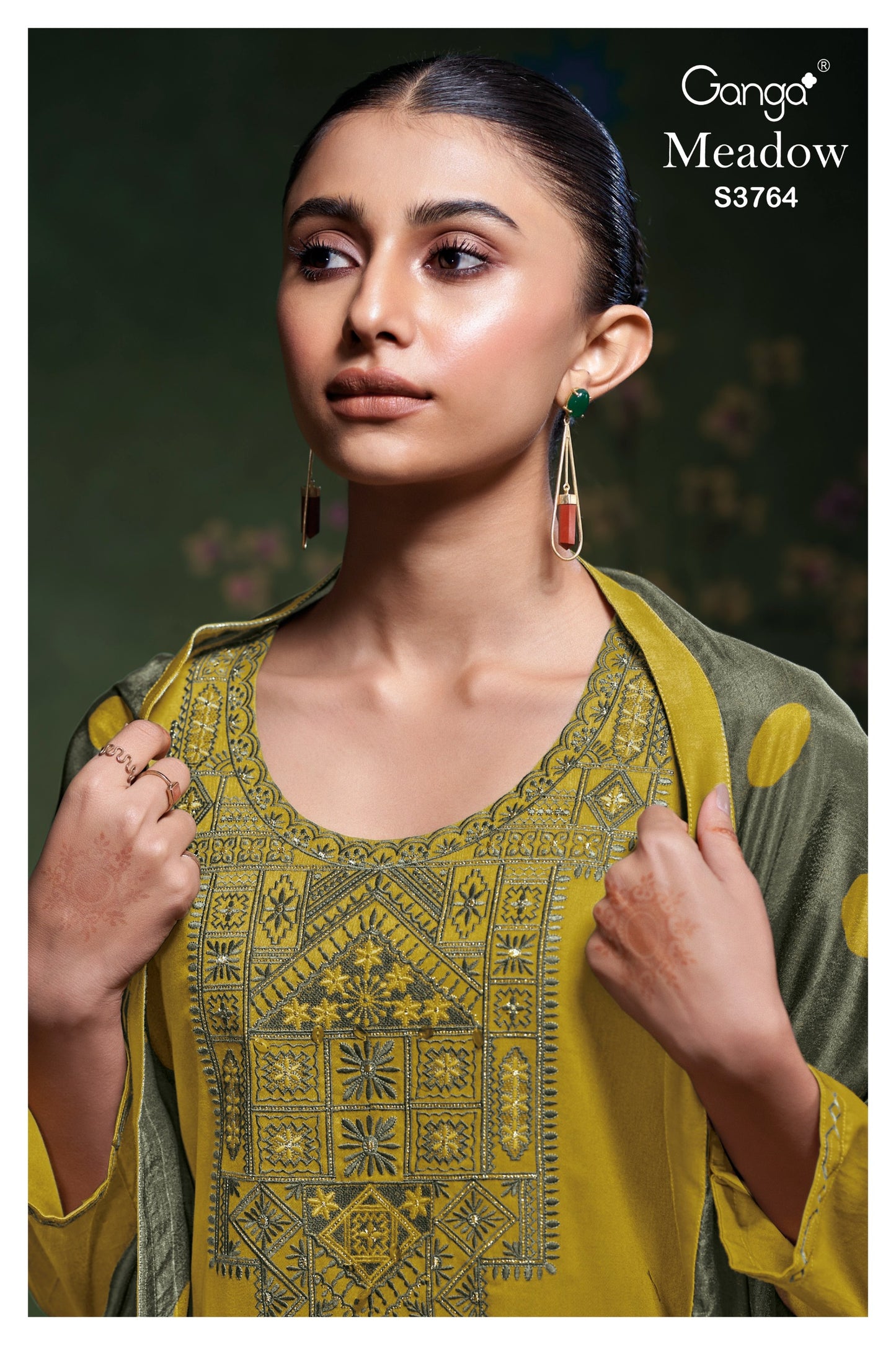 GANGA FASHIONS MEADOW S3764 | PREMIUM COTTON SATIN SOLID COLOR WITH EMBROIDERY