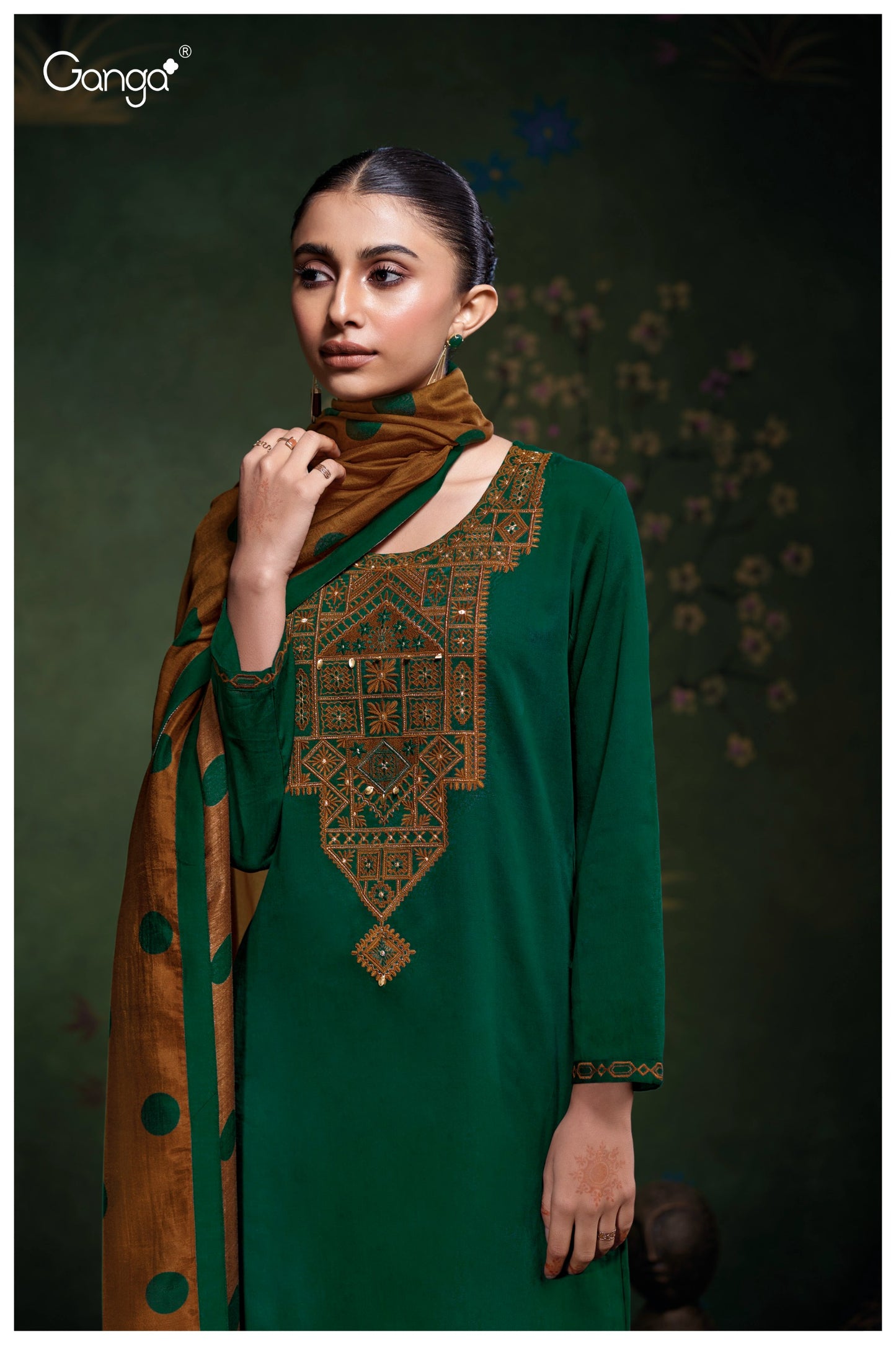 GANGA FASHIONS MEADOW S3764 | PREMIUM COTTON SATIN SOLID COLOR WITH EMBROIDERY