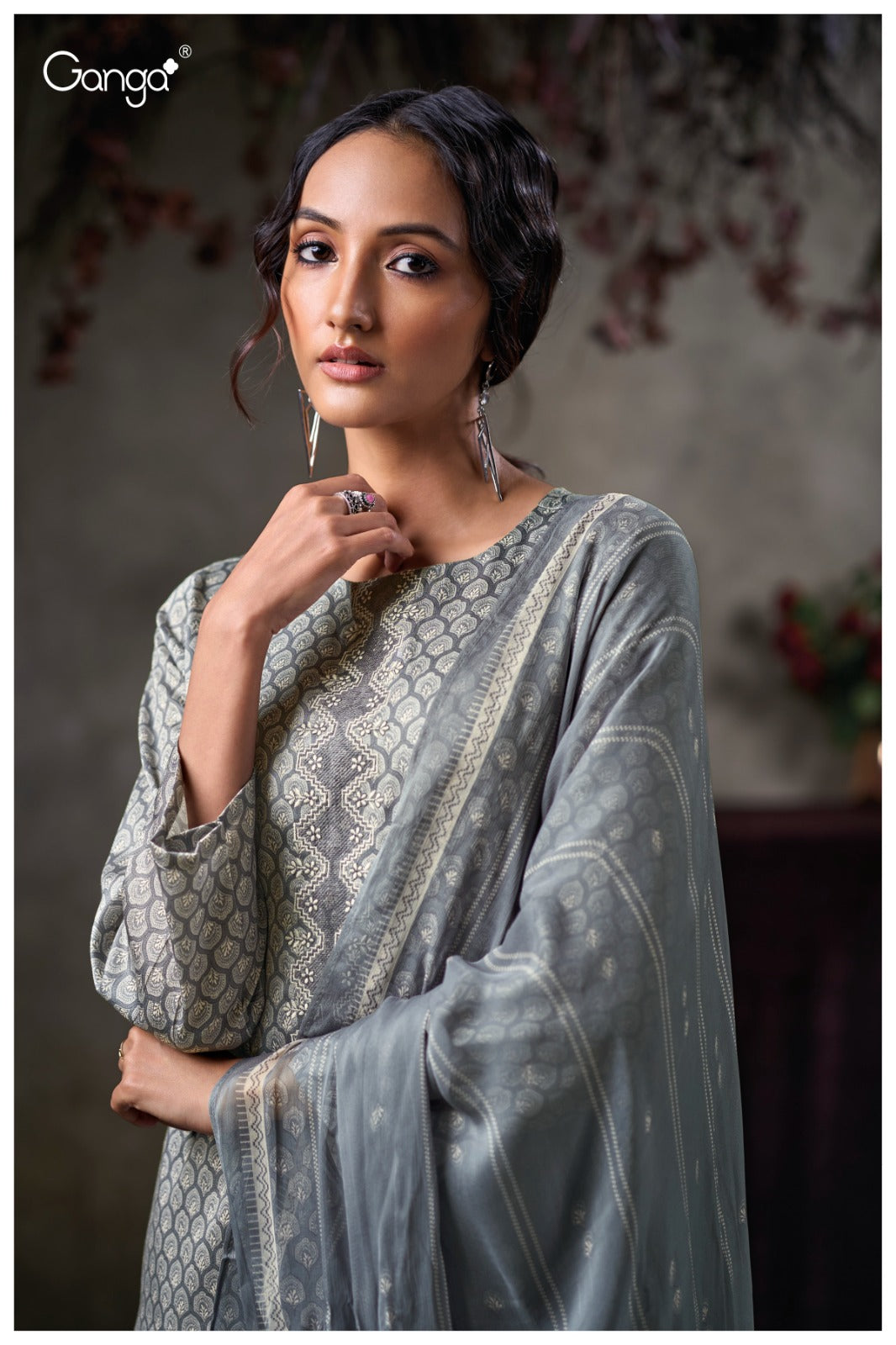 GANGA QAZZIN S3803 | PREMIUM COTTON SATIN PRINTED WITH EMBROIDERY - ASHOK LAL & SONS