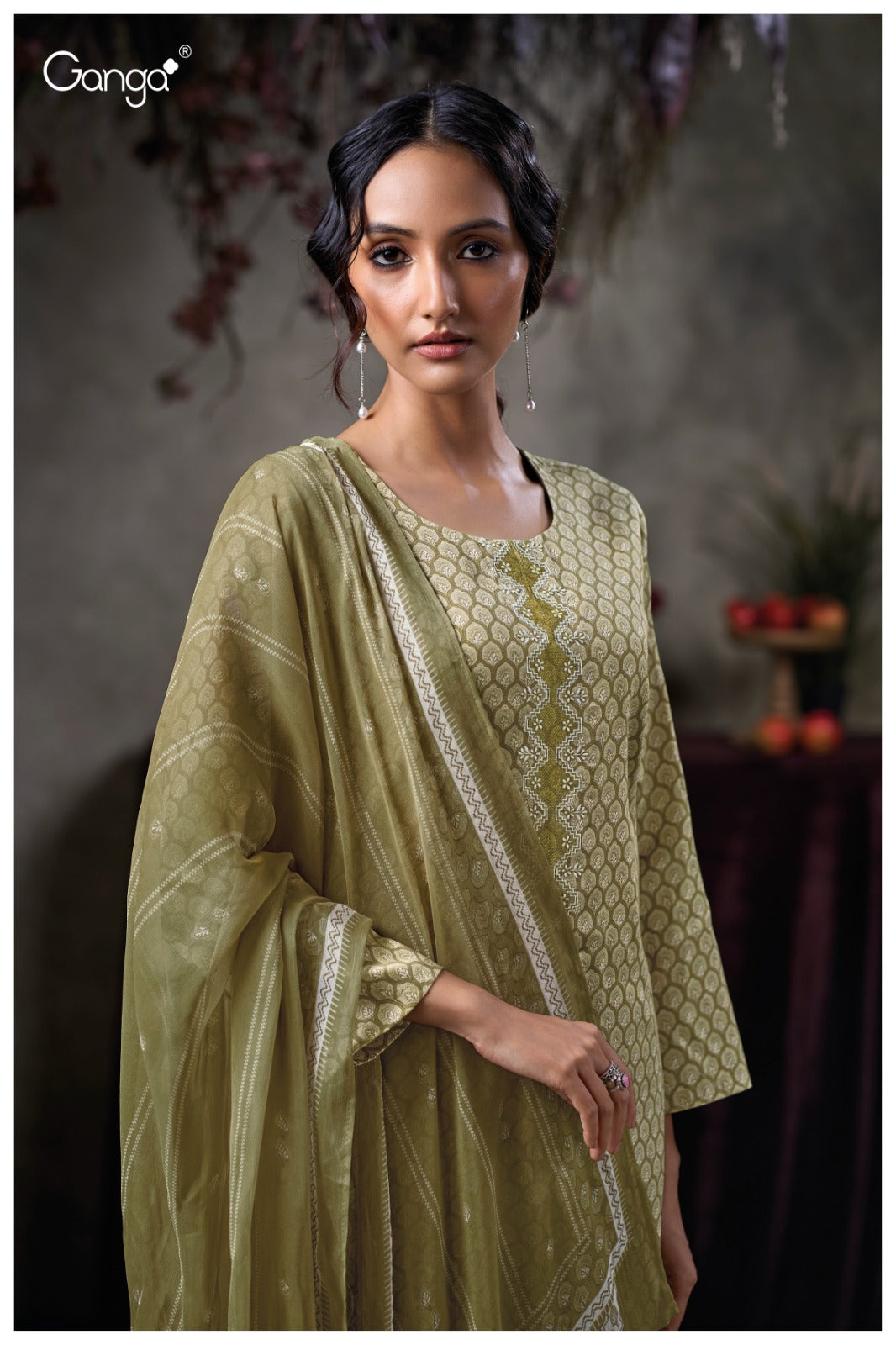 GANGA QAZZIN S3803 | PREMIUM COTTON SATIN PRINTED WITH EMBROIDERY - ASHOK LAL & SONS