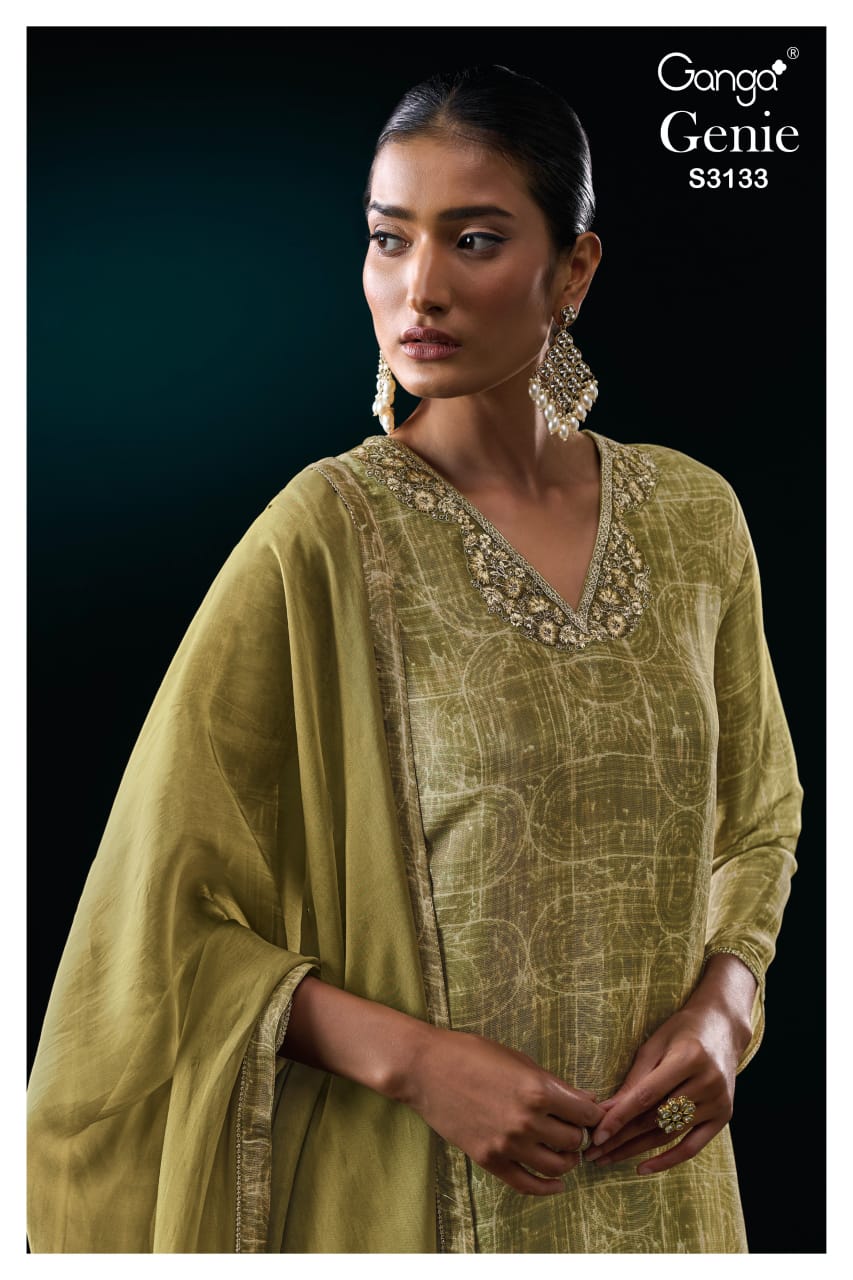 GANGA GENIE S3133 | PREMIUM PURE BEMBERG SILK JACQUARD - ASHOK LAL & SONS ROHTAK