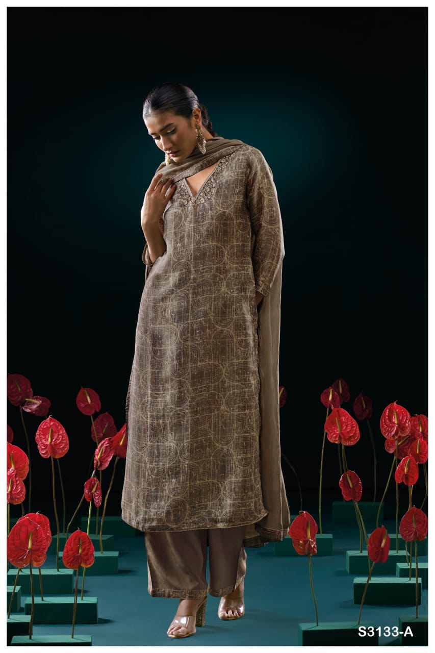 GANGA GENIE S3133 | PREMIUM PURE BEMBERG SILK JACQUARD - ASHOK LAL & SONS ROHTAK