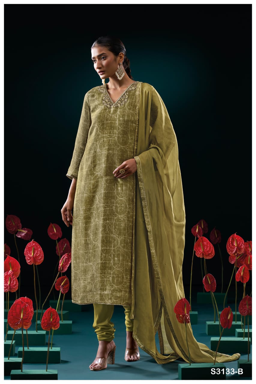 GANGA GENIE S3133 | PREMIUM PURE BEMBERG SILK JACQUARD - ASHOK LAL & SONS ROHTAK