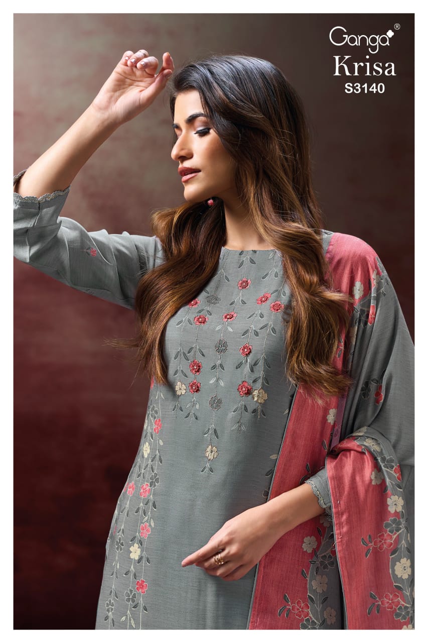 Ganga KRISA S3140| Ganga Suits Wholesaler in Rohtak – Ashok Lal & Sons