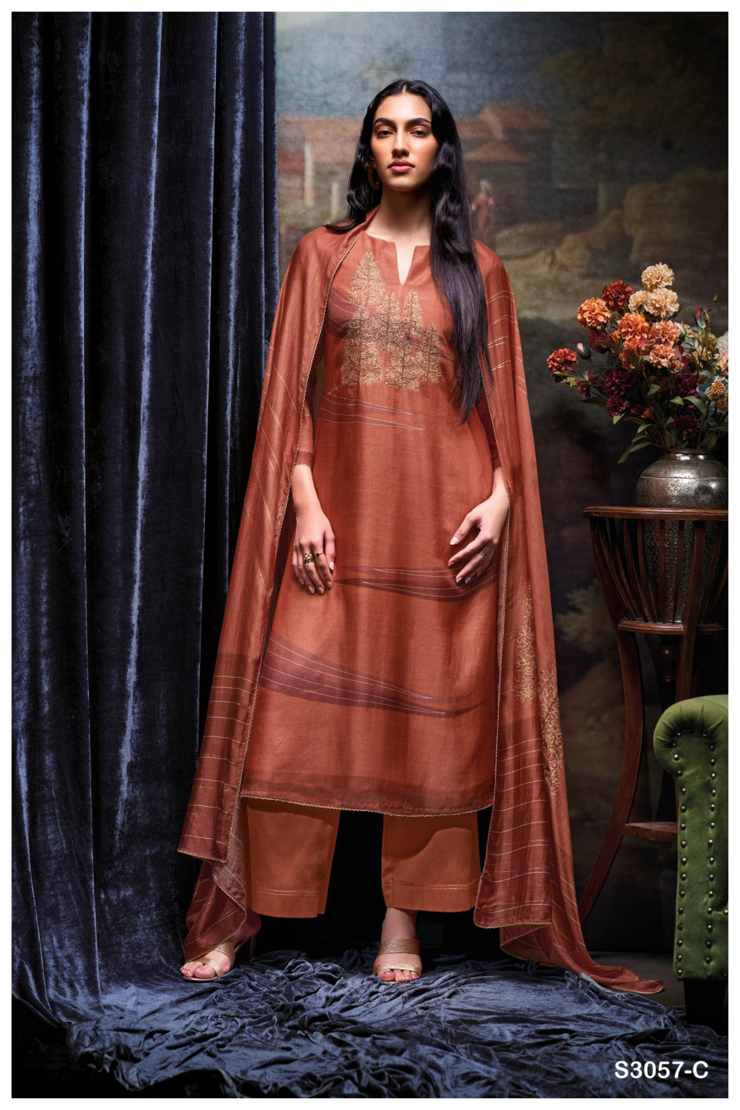 Ganga TEVY S3057| Ganga Suits Wholesaler in Rohtak – Ashok Lal & Sons