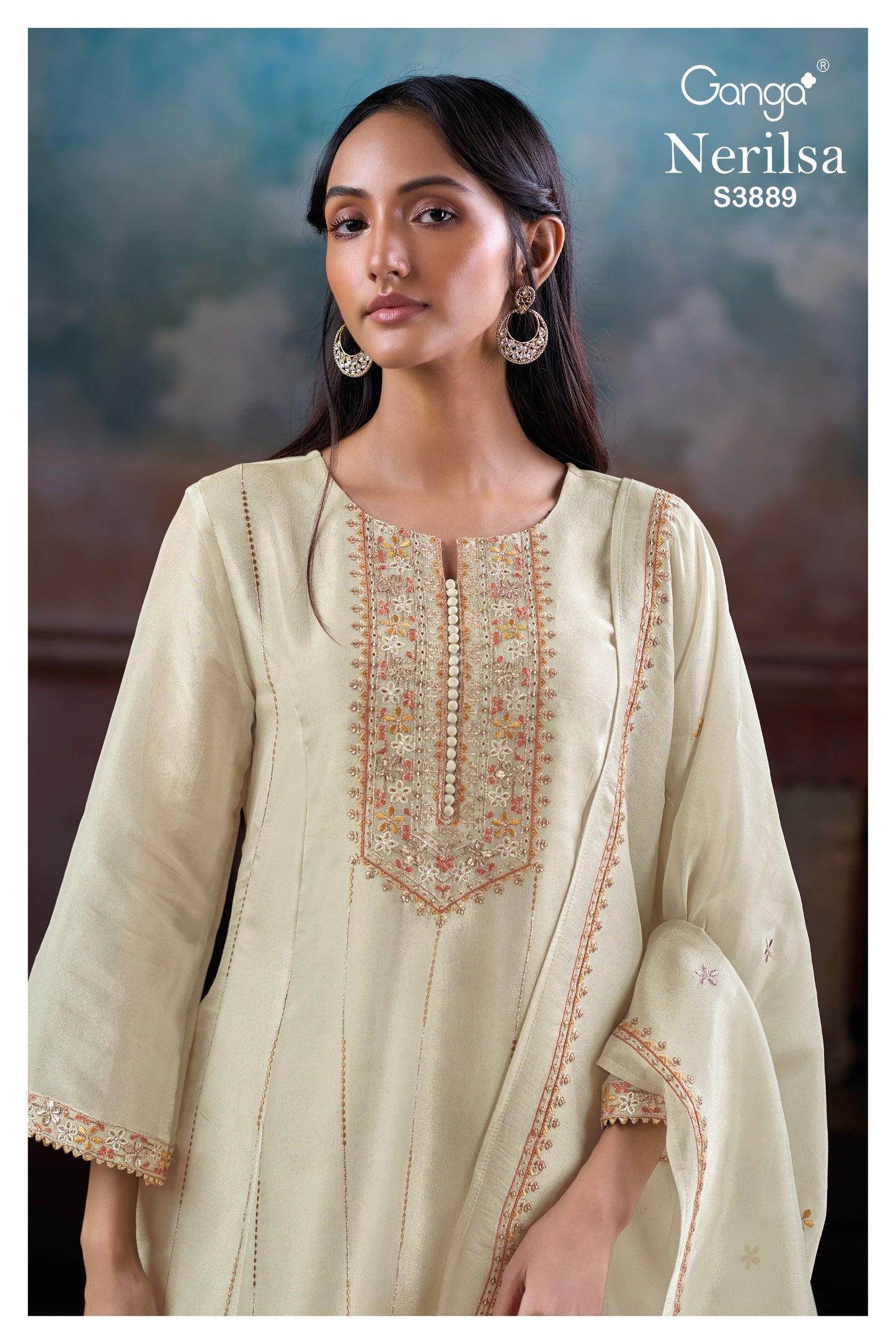 Ganga NERILSA S3889| Ganga Suits Wholesaler in Rohtak – Ashok Lal & Sons