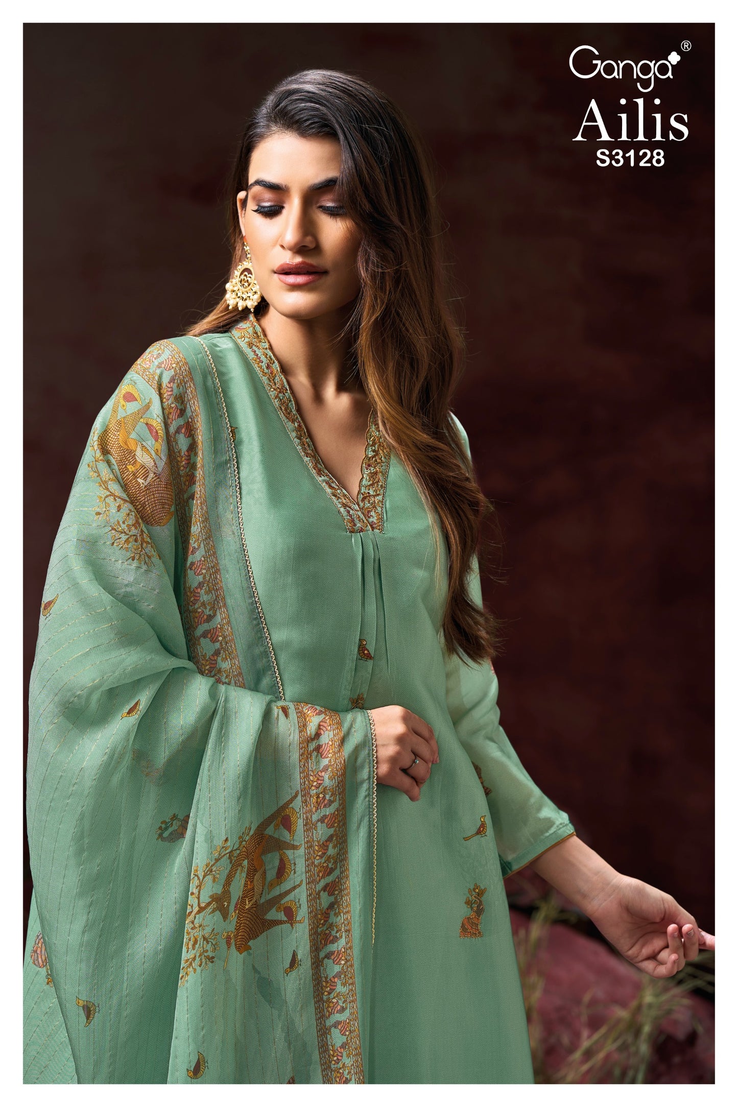 Ganga AILIS S3128| Ganga Suits Wholesaler in Rohtak – Ashok Lal & Sons
