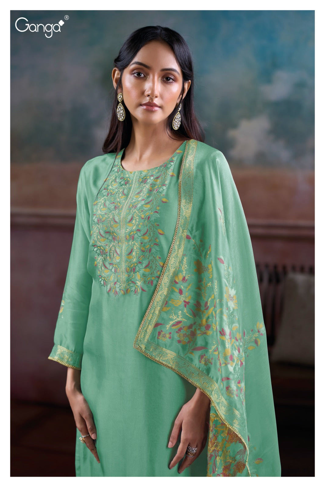 Ganga MANSIYA S3888| Ganga Suits Wholesaler in Rohtak – Ashok Lal & Sons