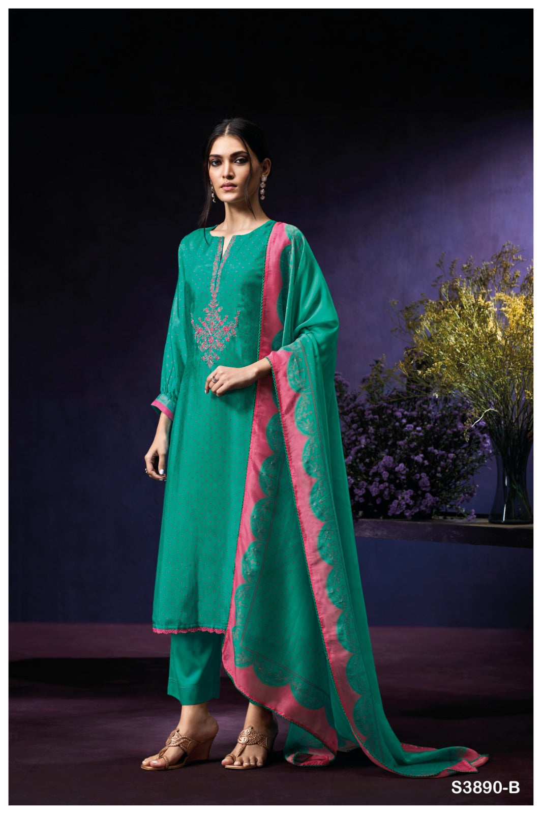Ganga JADE S3890|Premium Pure Bemberg Habutai Suit - Ashok Lal & Sons Rohtak