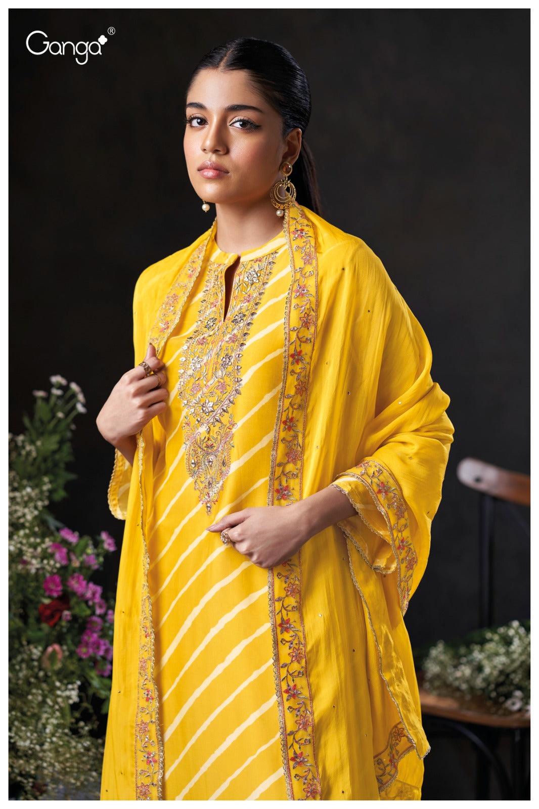Ganga PERLINA S3909 |Premium Pure Bemberg Silk Suit – Ganga Suits Wholesaler Ashok Lal & Sons