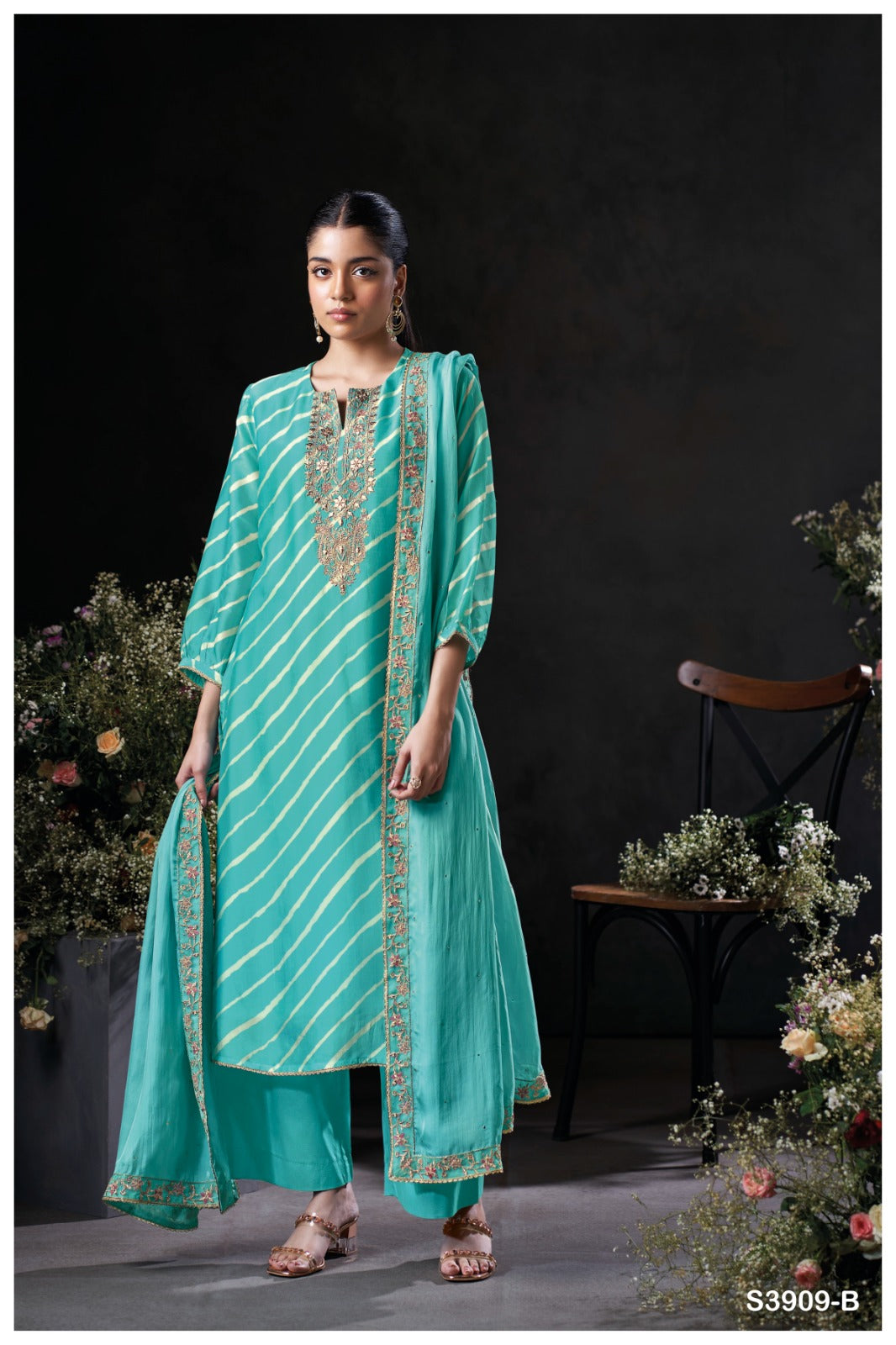 Ganga PERLINA S3909 |Premium Pure Bemberg Silk Suit – Ganga Suits Wholesaler Ashok Lal & Sons