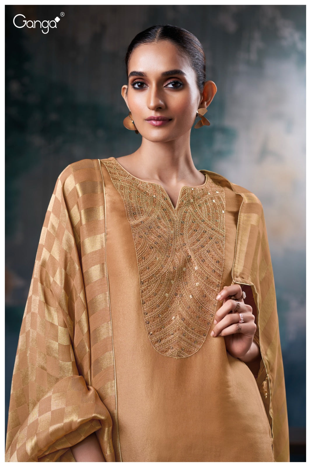 Ganga JOVINA S3742 |Premium Pure Bemberg Silk Jacquard Suit – Ganga Suits Ashok Lal & Sons