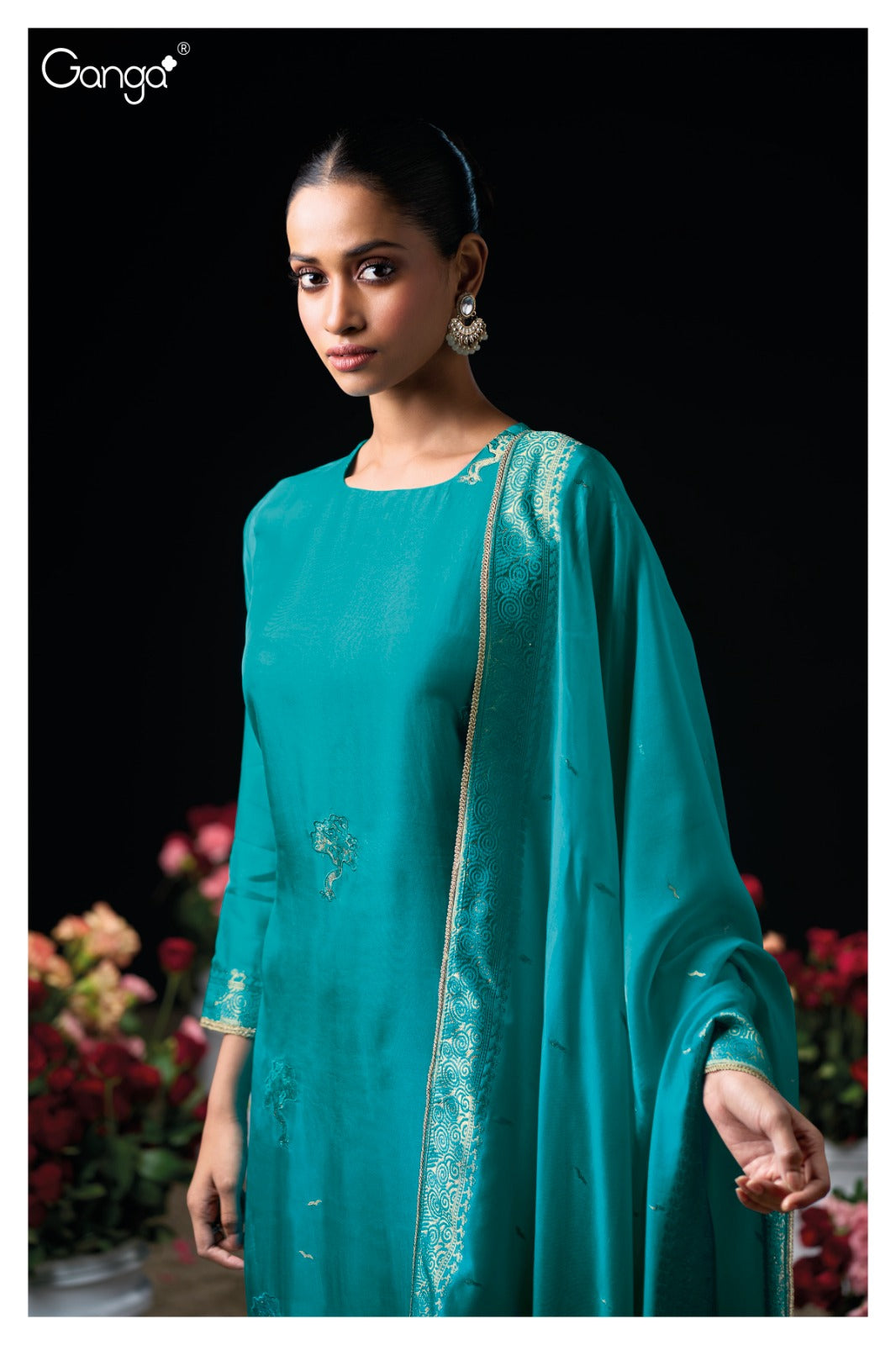 Ganga SIDRA S3947 |Premium Pure Viscose Woven Silk Suit – Ganga Suits Ashok Lal & Sons