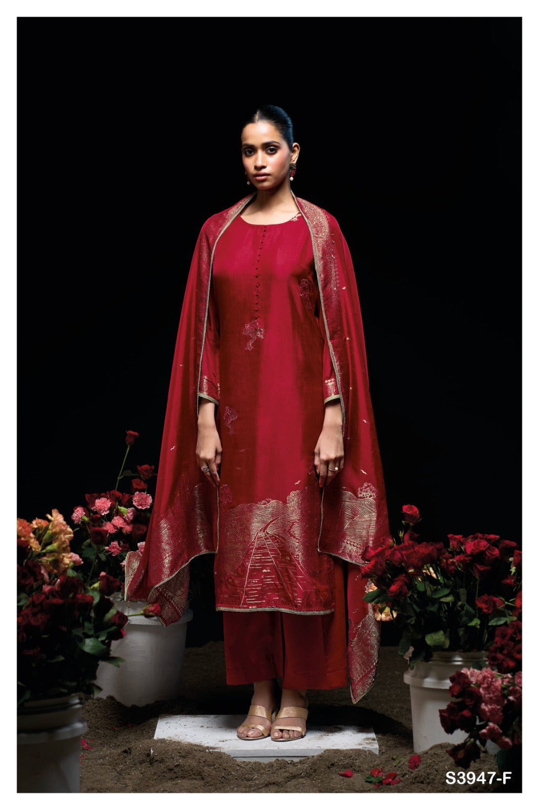 Ganga SIDRA S3947 |Premium Pure Viscose Woven Silk Suit – Ganga Suits Ashok Lal & Sons