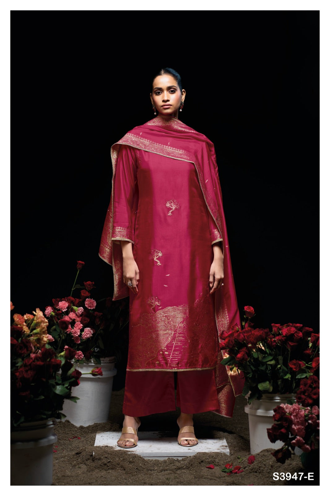Ganga SIDRA S3947 |Premium Pure Viscose Woven Silk Suit – Ganga Suits Ashok Lal & Sons