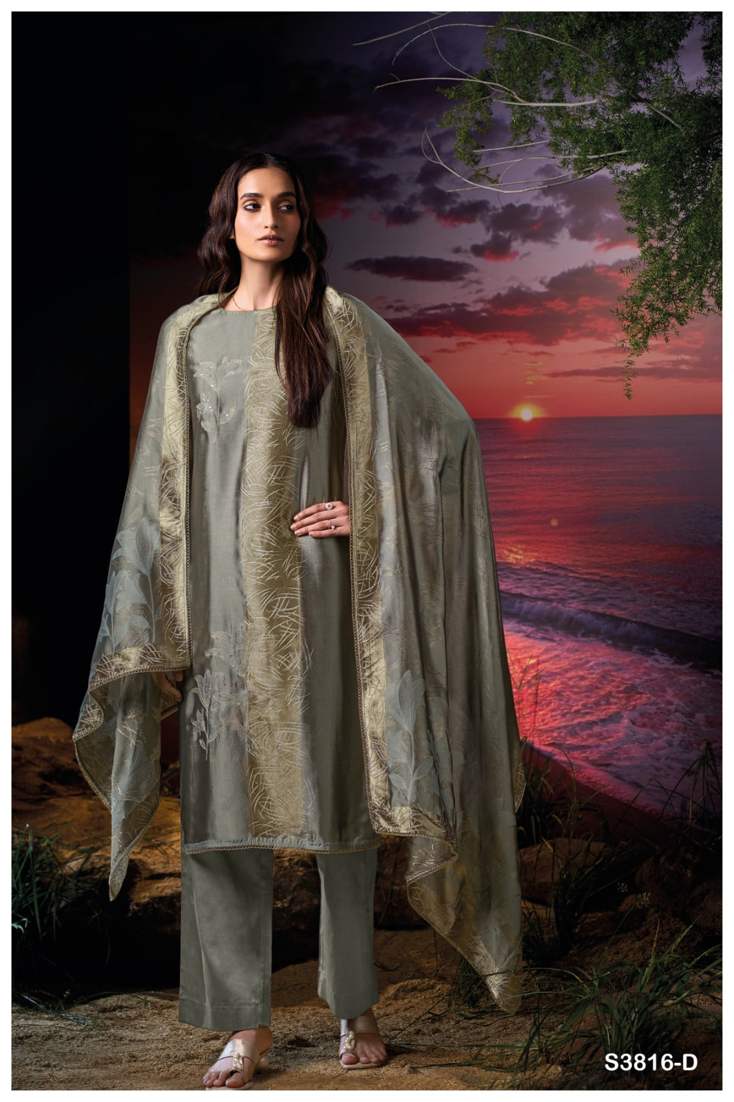 Ganga PRAXIS S3816 |Premium Pure Viscose Woven Silk Suit – Ganga Suits Ashok Lal & Sons