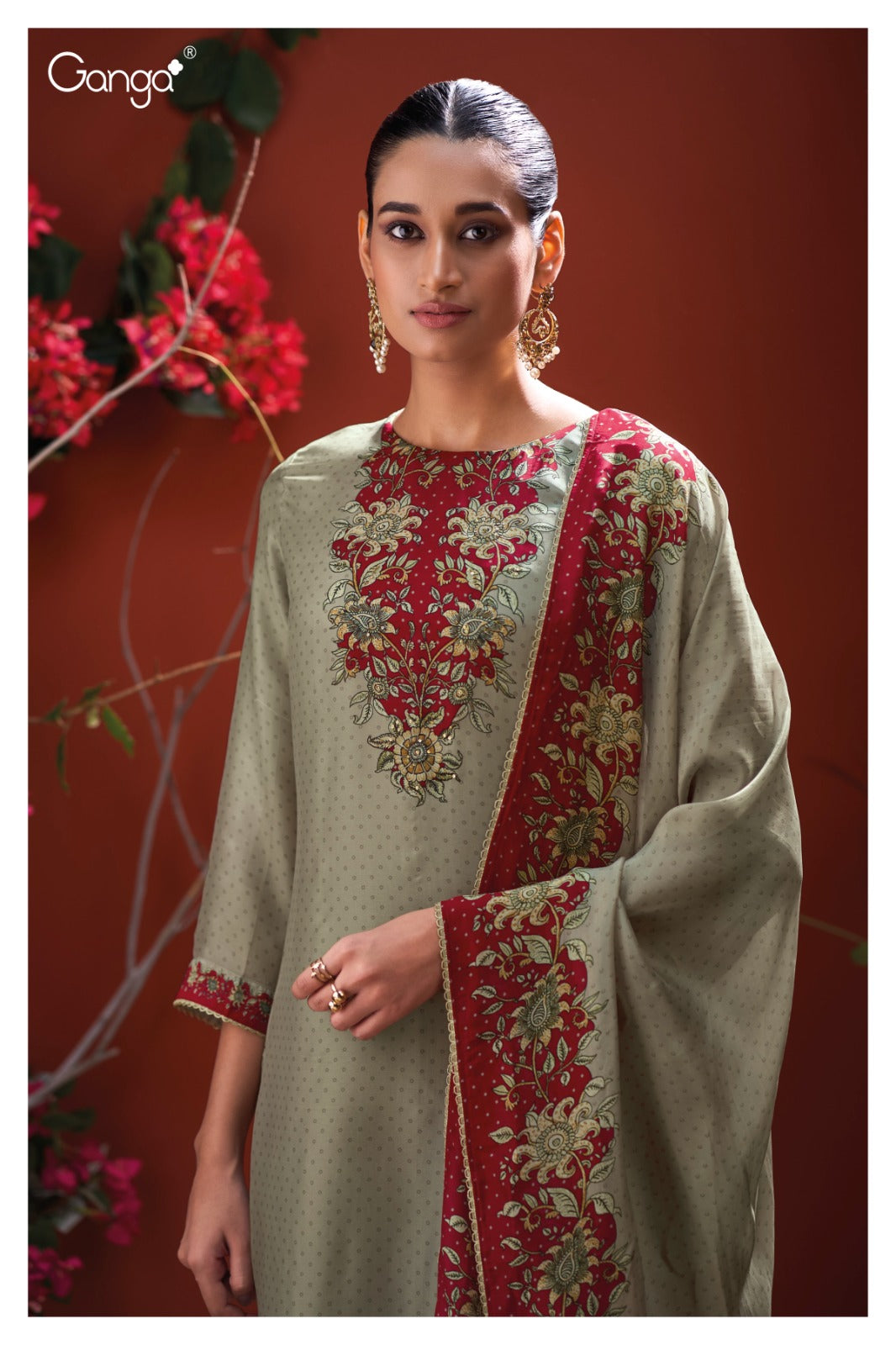 Ganga MYSTARA S3908|Premium Pure Bemberg Mulberry Silk Suit – Ganga Suits Ashok Lal & Sons