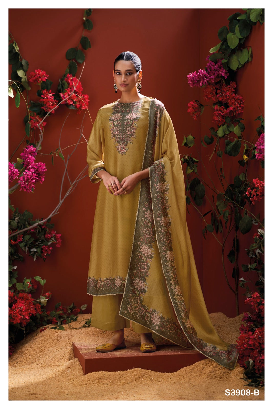 Ganga MYSTARA S3908|Premium Pure Bemberg Mulberry Silk Suit – Ganga Suits Ashok Lal & Sons