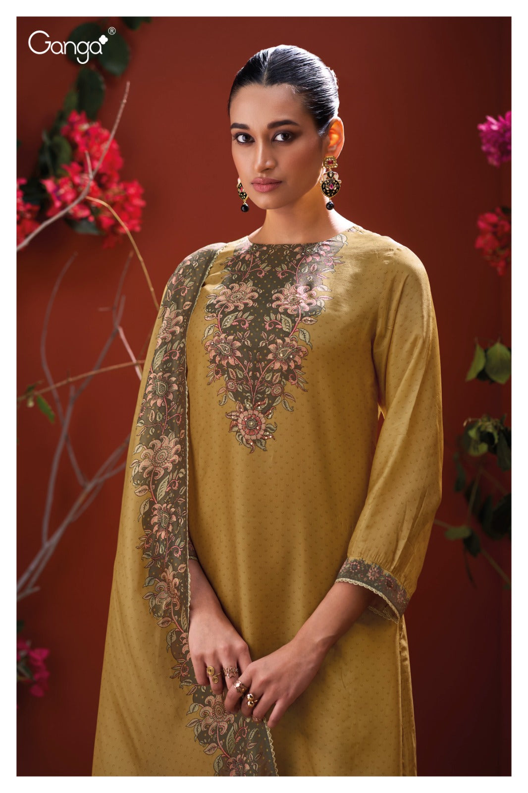 Ganga MYSTARA S3908|Premium Pure Bemberg Mulberry Silk Suit – Ganga Suits Ashok Lal & Sons