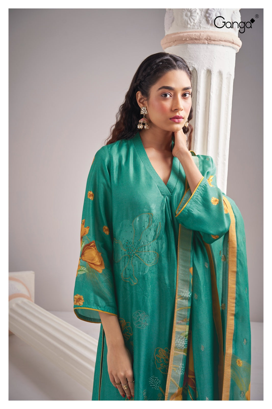 Ganga GALENE S2067|Premium Bemberg Russian Silk Suit – Ganga Suits Ashok Lal & Sons