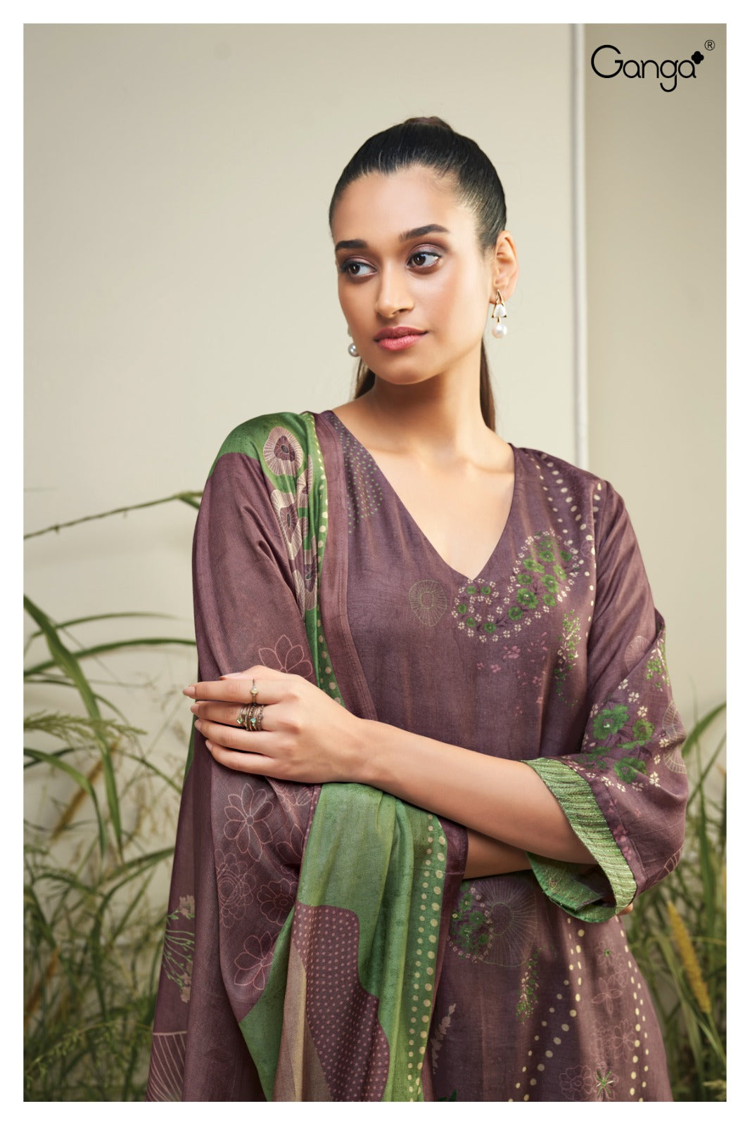 Ganga ROSALINE S2193|Premium Bemberg Silk Suit – Ganga Suits Ashok Lal & Sons