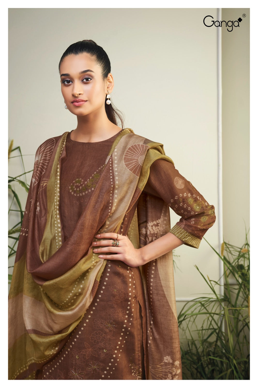 Ganga ROSALINE S2193|Premium Bemberg Silk Suit – Ganga Suits Ashok Lal & Sons