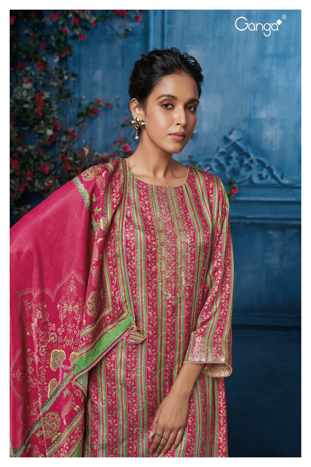 Ganga MAISIE S2308 | Premium Pure Gaza Silk Jacquard Suit – Ganga Suits Ashok Lal & Sons