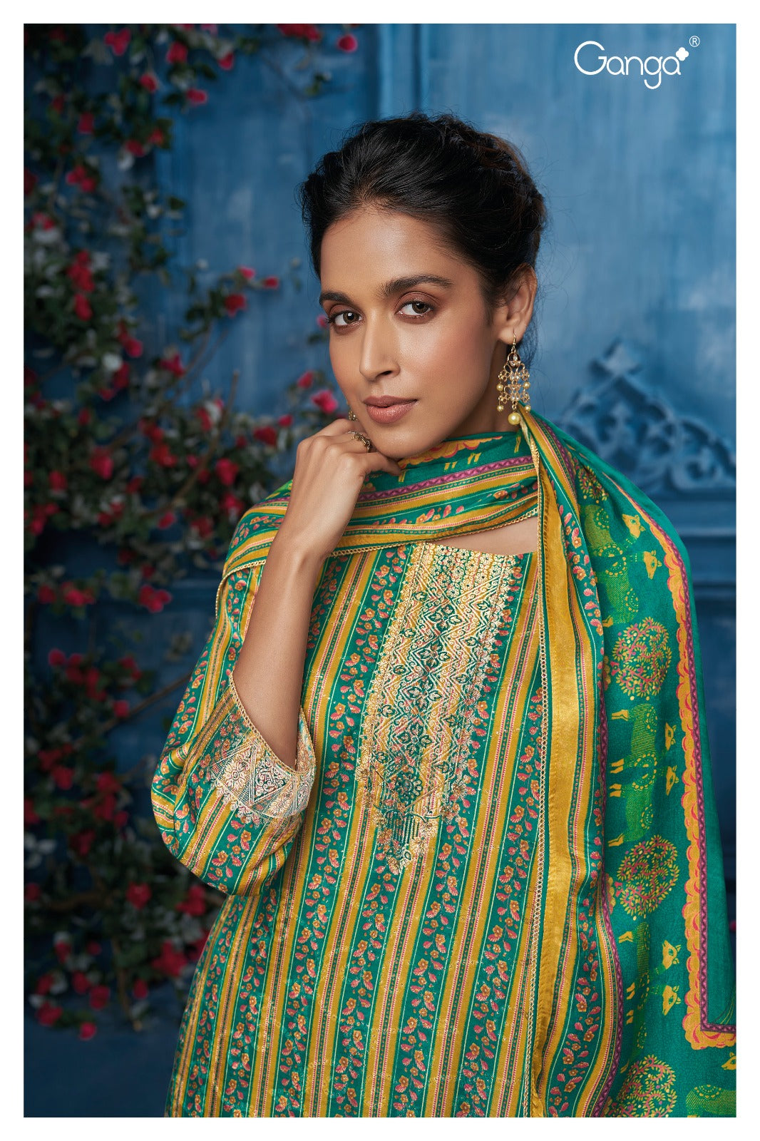 Ganga MAISIE S2308 | Premium Pure Gaza Silk Jacquard Suit – Ganga Suits Ashok Lal & Sons