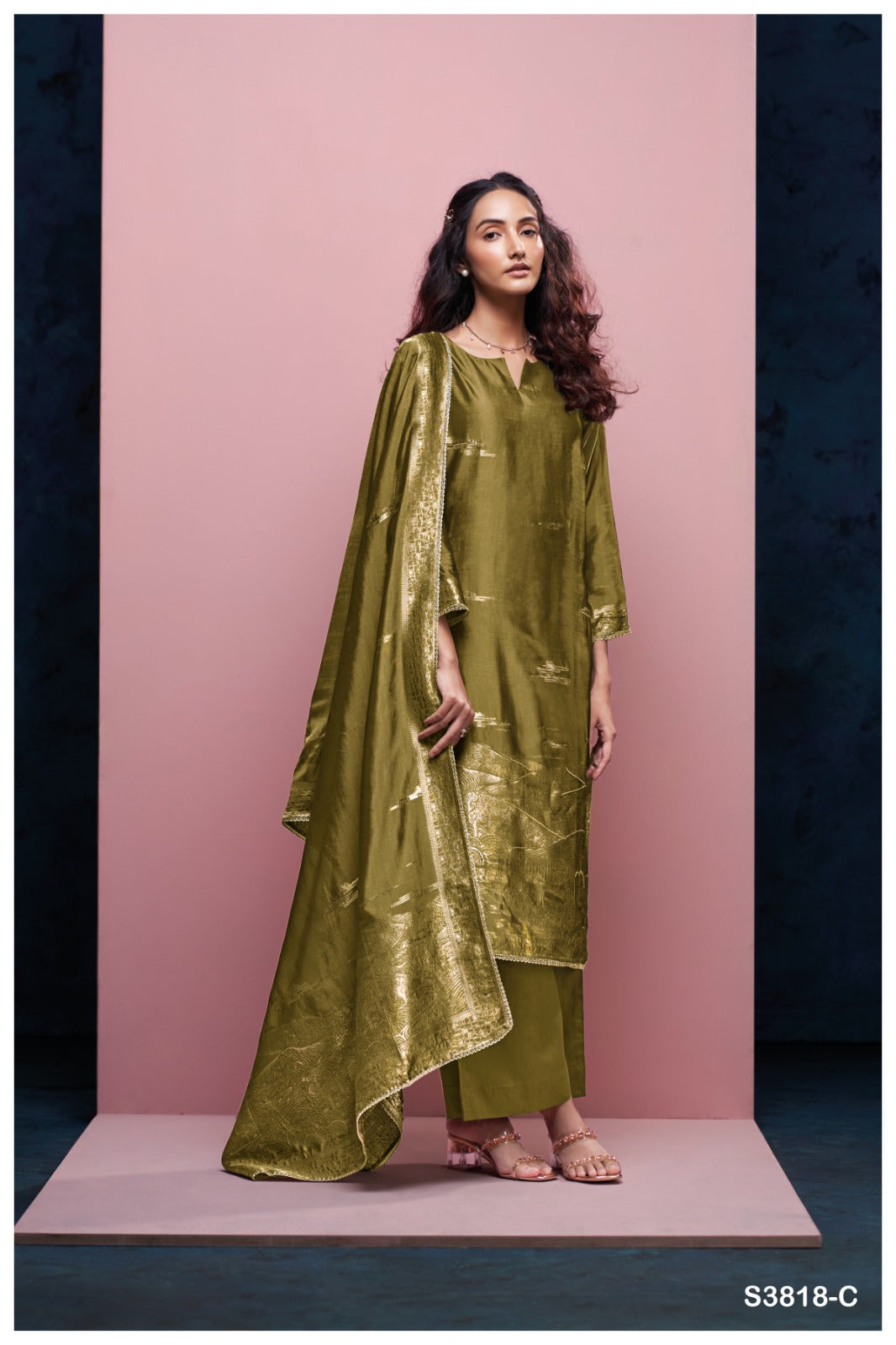 Ganga ANYAA S3818 | Premium Pure Viscose Woven Silk Suit – Ganga Suits Ashok Lal & Sons