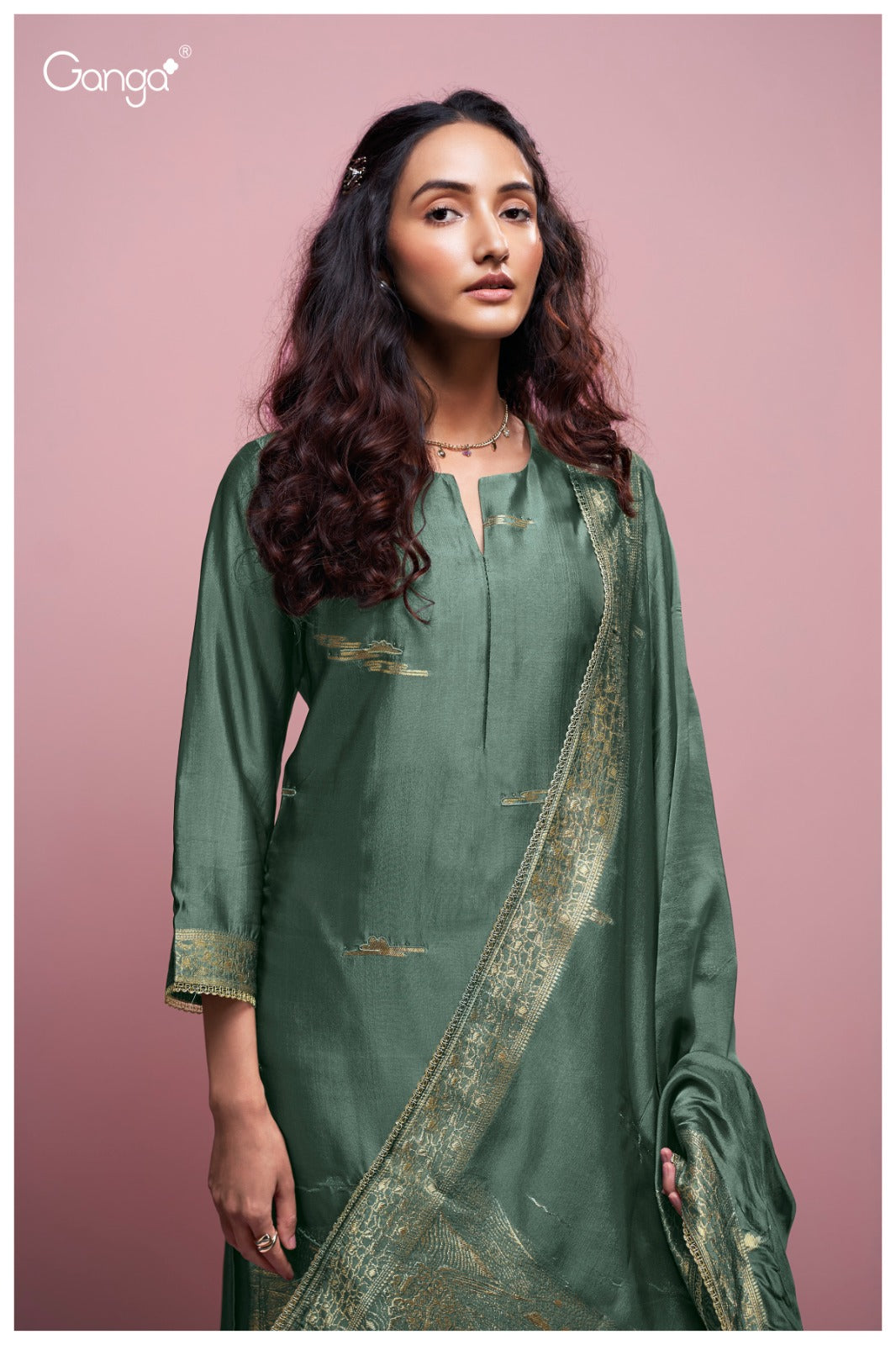 Ganga ANYAA S3818 | Premium Pure Viscose Woven Silk Suit – Ganga Suits Ashok Lal & Sons