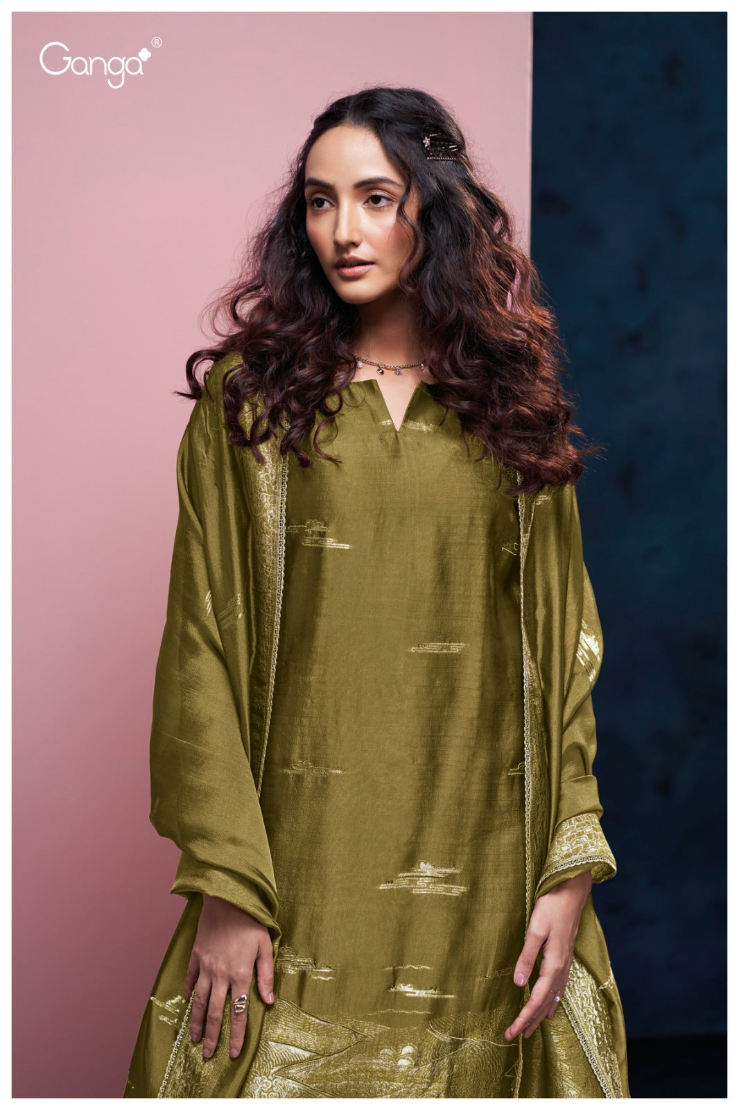 Ganga ANYAA S3818 | Premium Pure Viscose Woven Silk Suit – Ganga Suits Ashok Lal & Sons