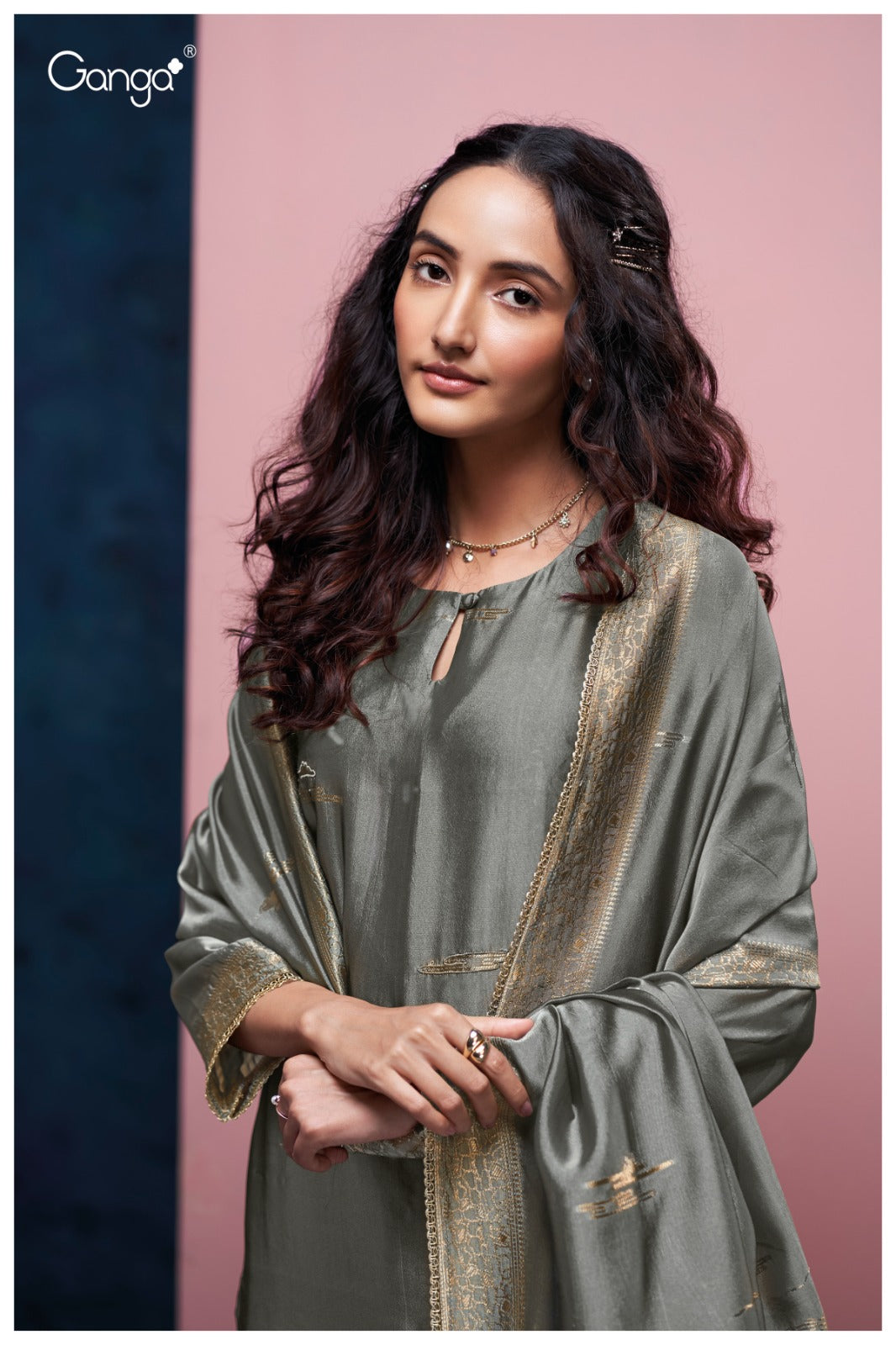 Ganga ANYAA S3818 | Premium Pure Viscose Woven Silk Suit – Ganga Suits Ashok Lal & Sons