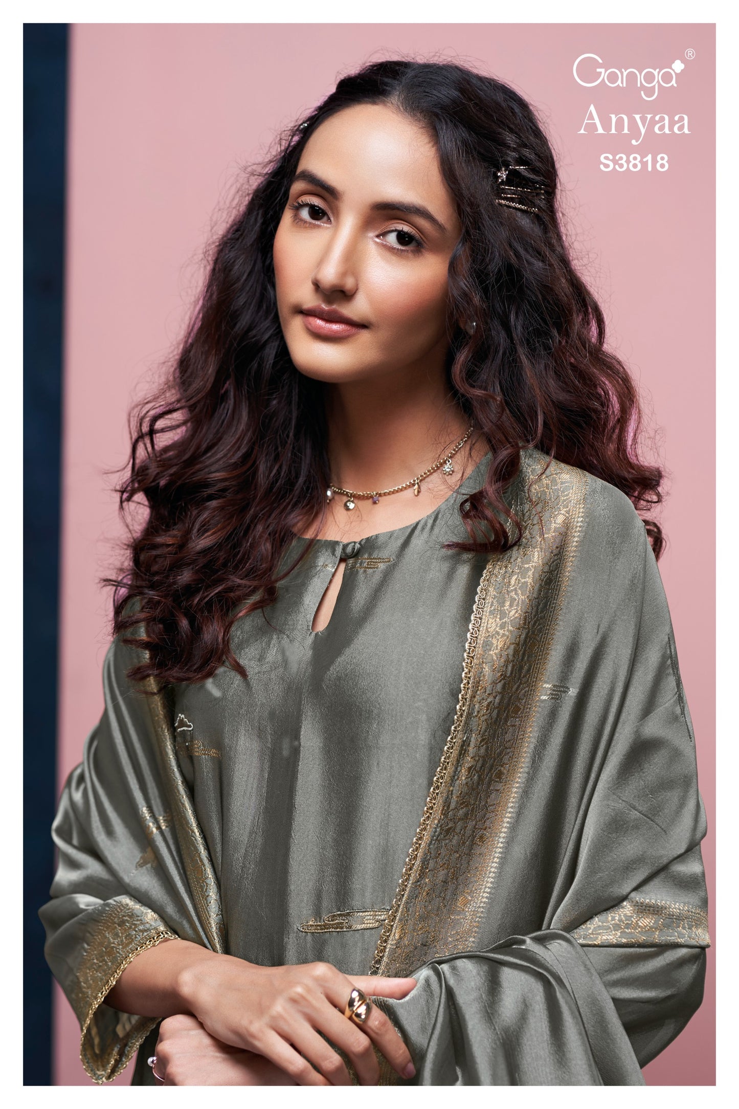 Ganga ANYAA S3818 | Premium Pure Viscose Woven Silk Suit – Ganga Suits Ashok Lal & Sons