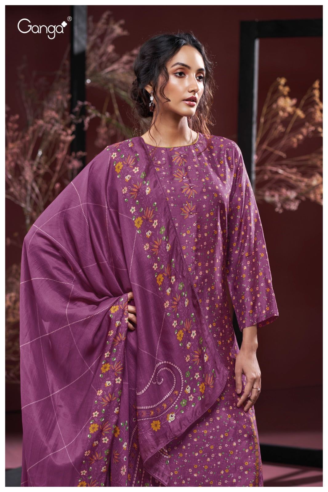 Ganga FARIDA S3944|Premium Pure Bemberg Russian Silk Suit – Ganga Suits Ashok Lal & Sons