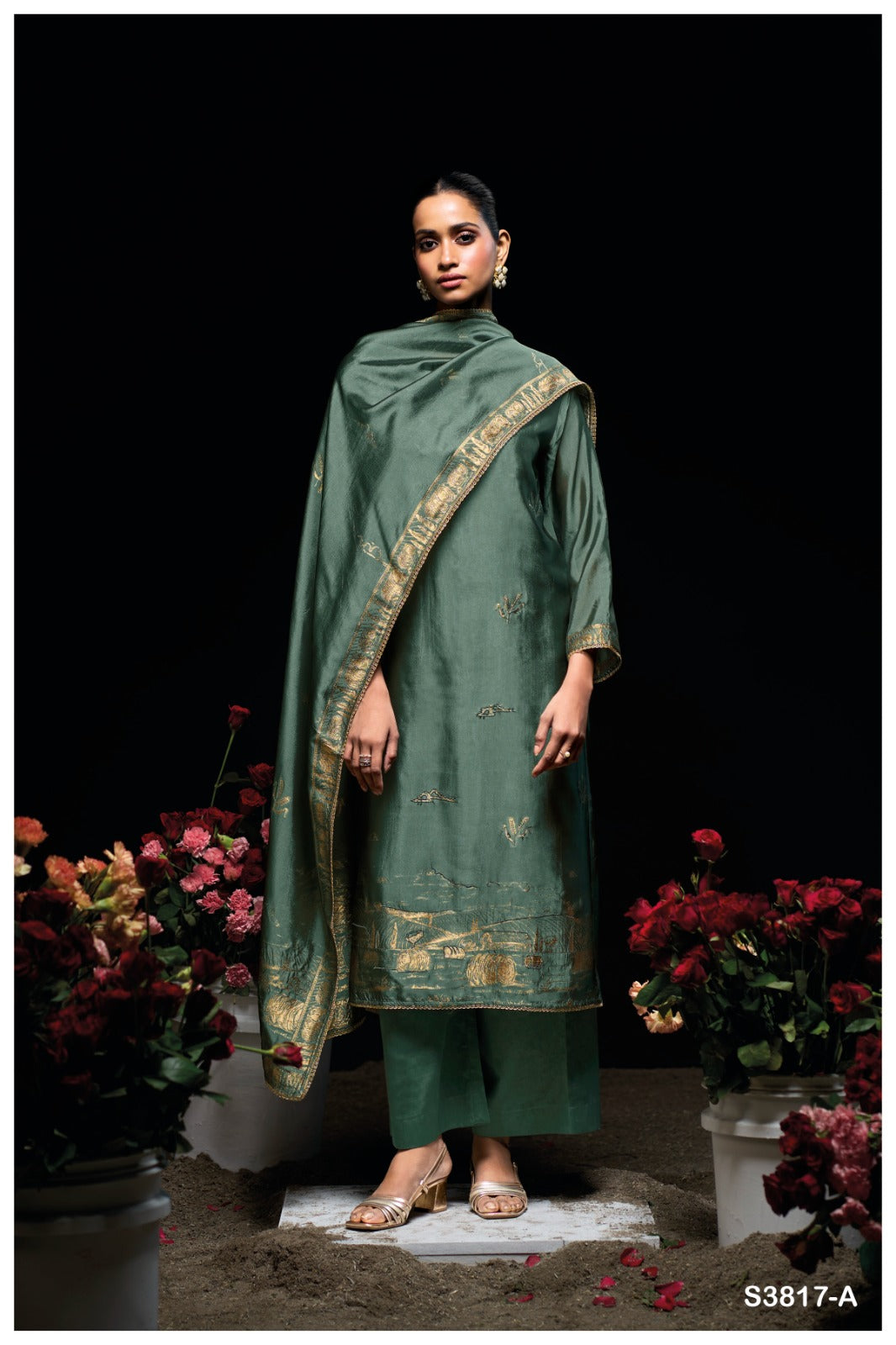 Ganga MEHNAZ S3817 | Premium Pure Viscose Woven Silk Suit – Ganga Suits Ashok Lal & Sons