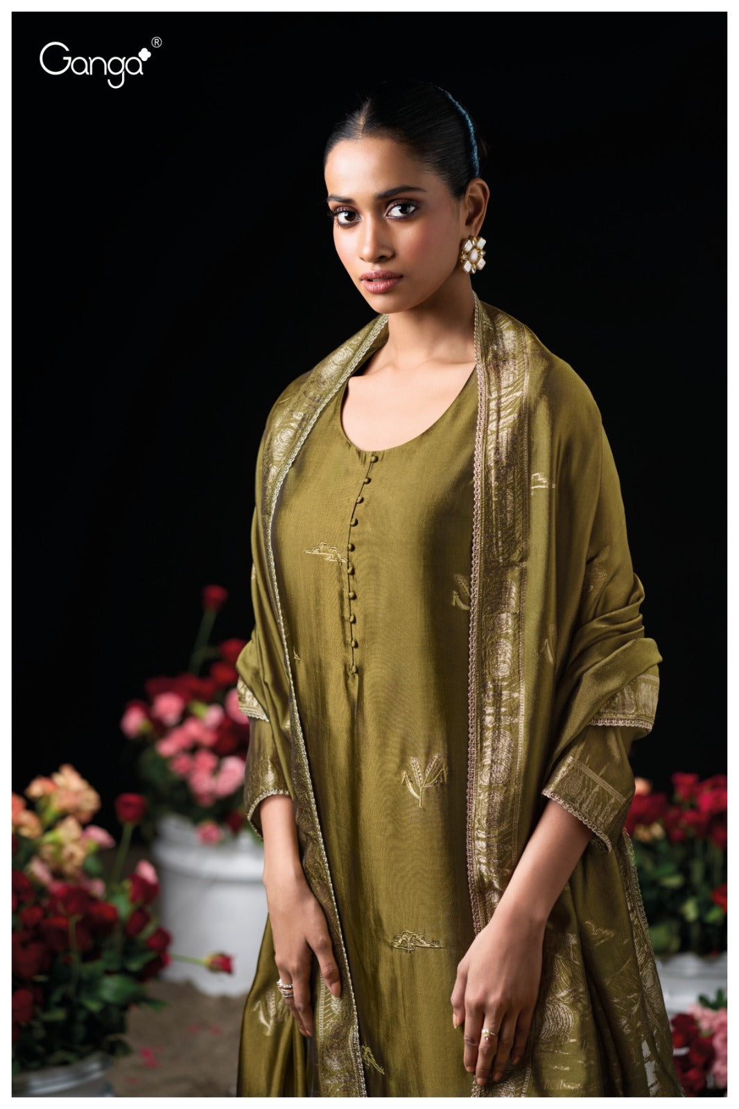 Ganga MEHNAZ S3817 | Premium Pure Viscose Woven Silk Suit – Ganga Suits Ashok Lal & Sons