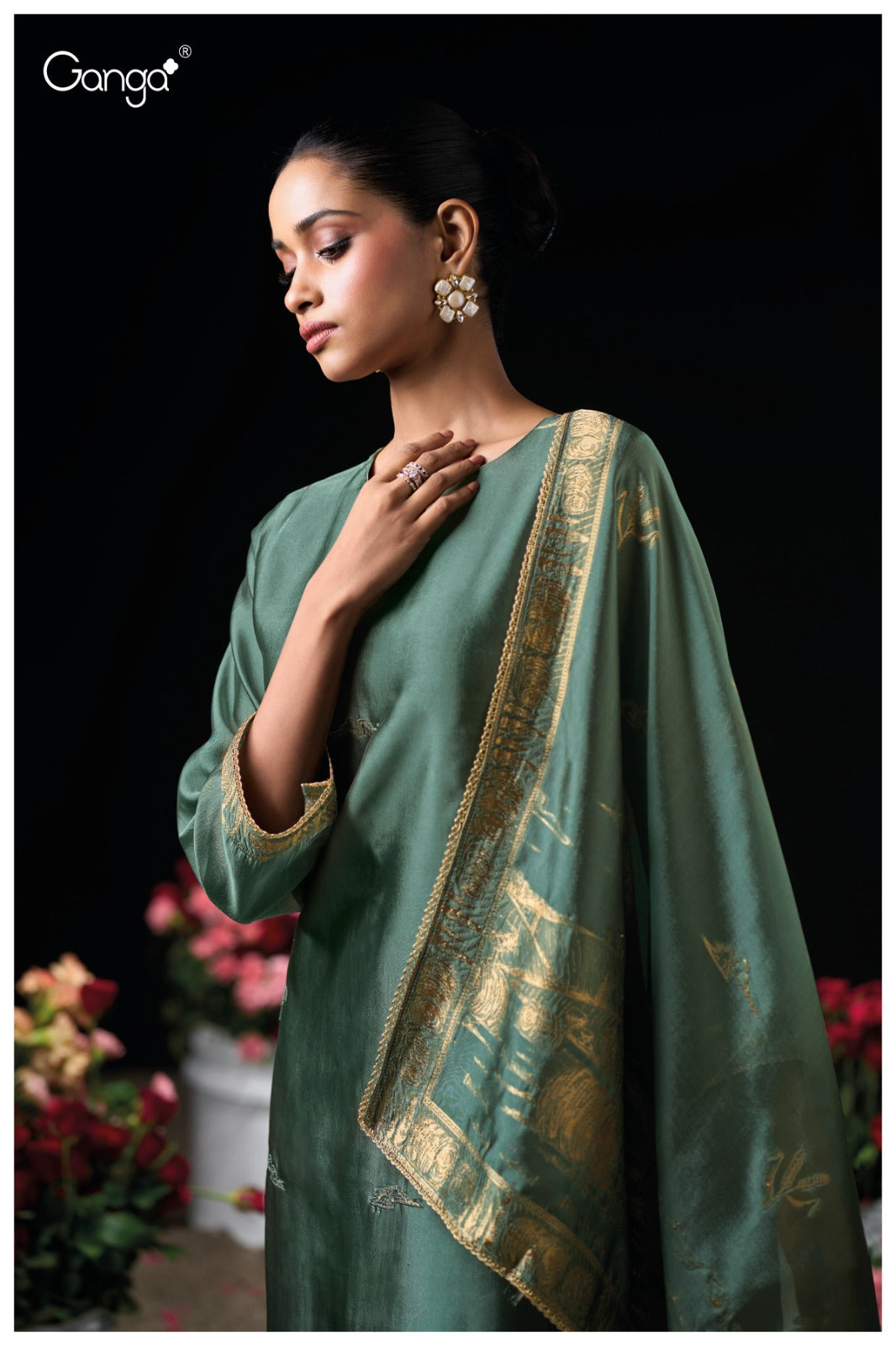 Ganga MEHNAZ S3817 | Premium Pure Viscose Woven Silk Suit – Ganga Suits Ashok Lal & Sons