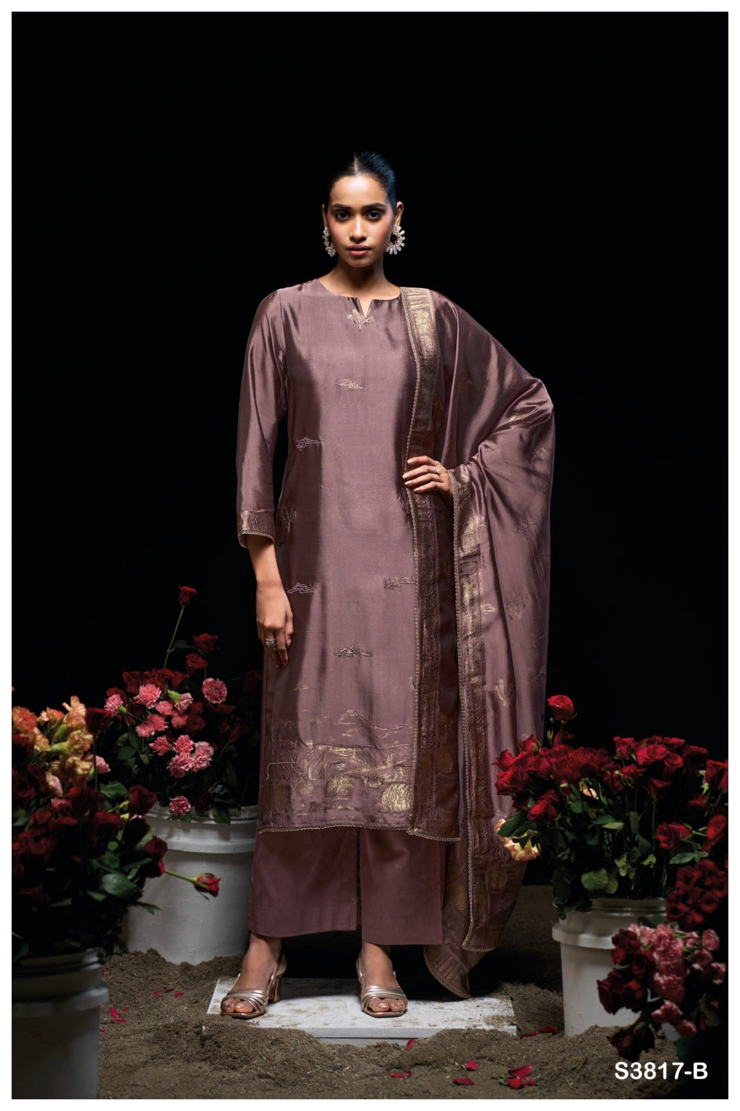 Ganga MEHNAZ S3817 | Premium Pure Viscose Woven Silk Suit – Ganga Suits Ashok Lal & Sons