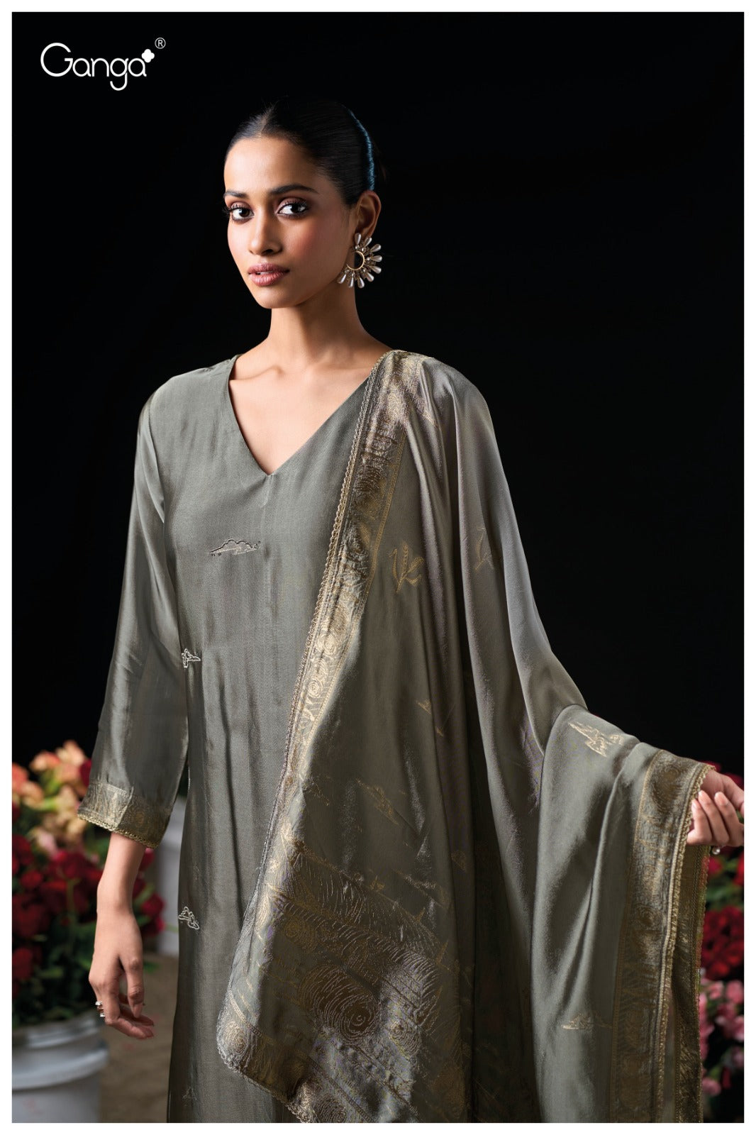 Ganga MEHNAZ S3817 | Premium Pure Viscose Woven Silk Suit – Ganga Suits Ashok Lal & Sons