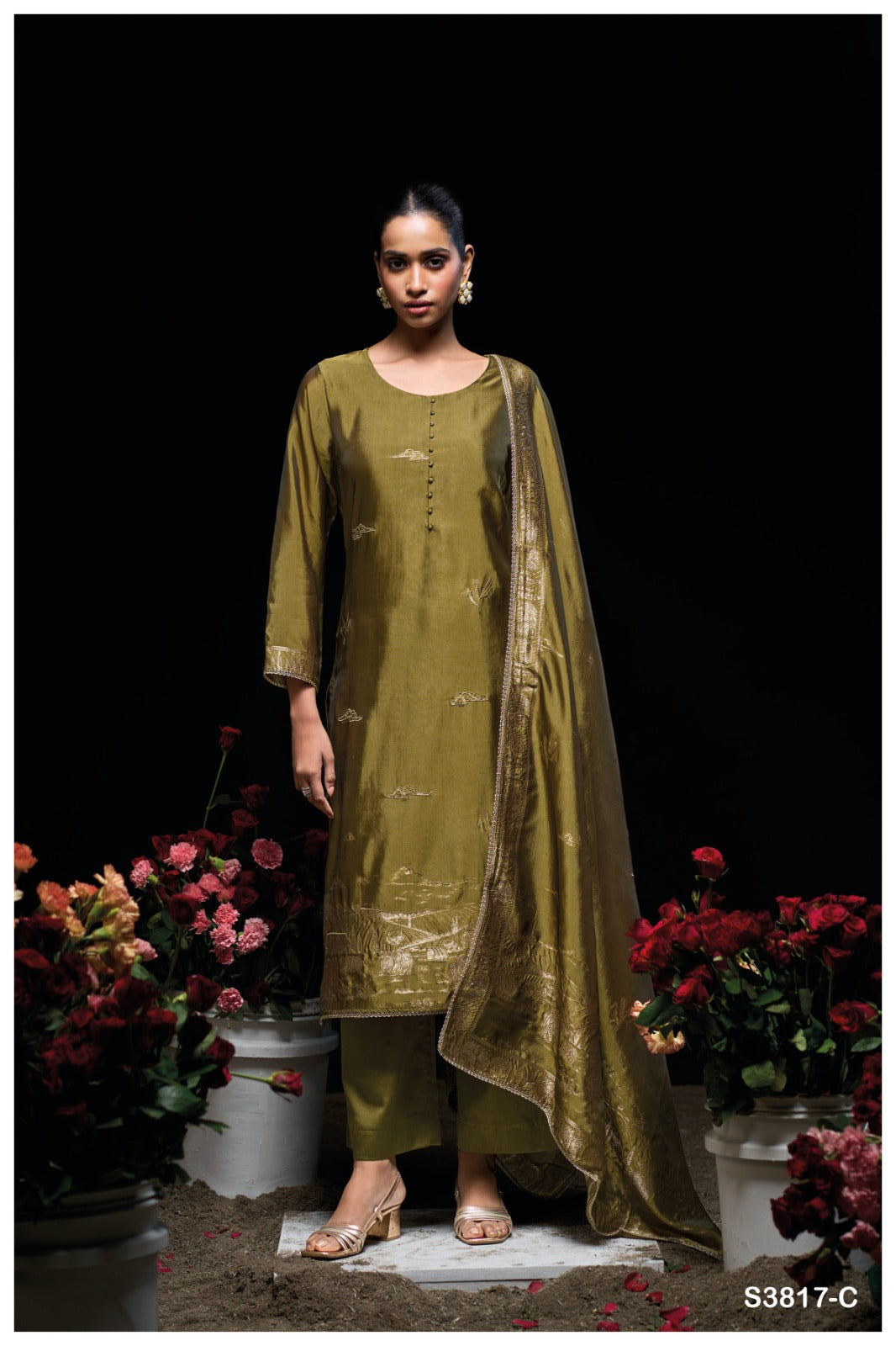 Ganga MEHNAZ S3817 | Premium Pure Viscose Woven Silk Suit – Ganga Suits Ashok Lal & Sons