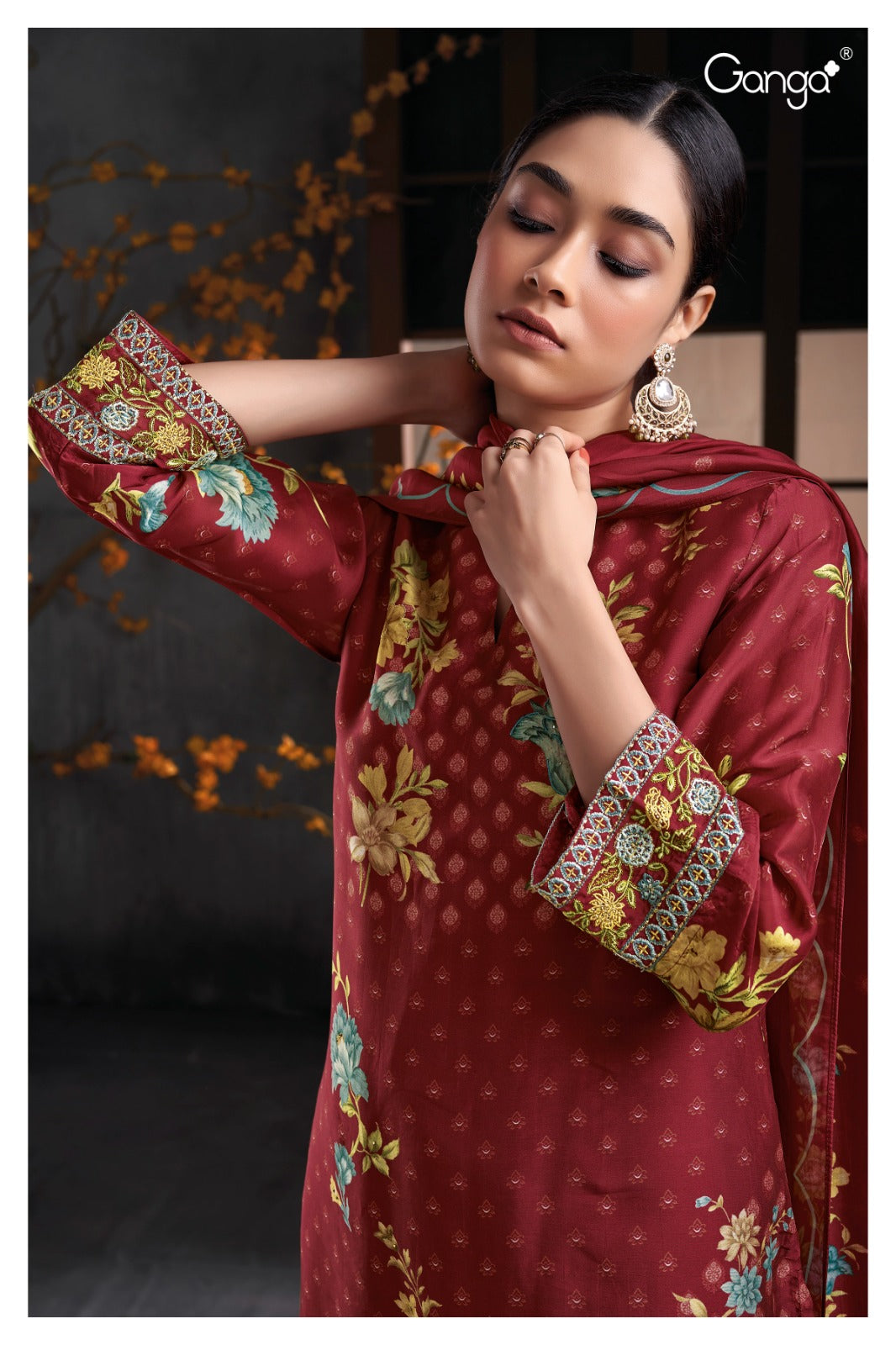 Ganga KELSEY S2094 | Premium Bemberg Silk Satin Suit – Ganga Suits Ashok Lal & Sons