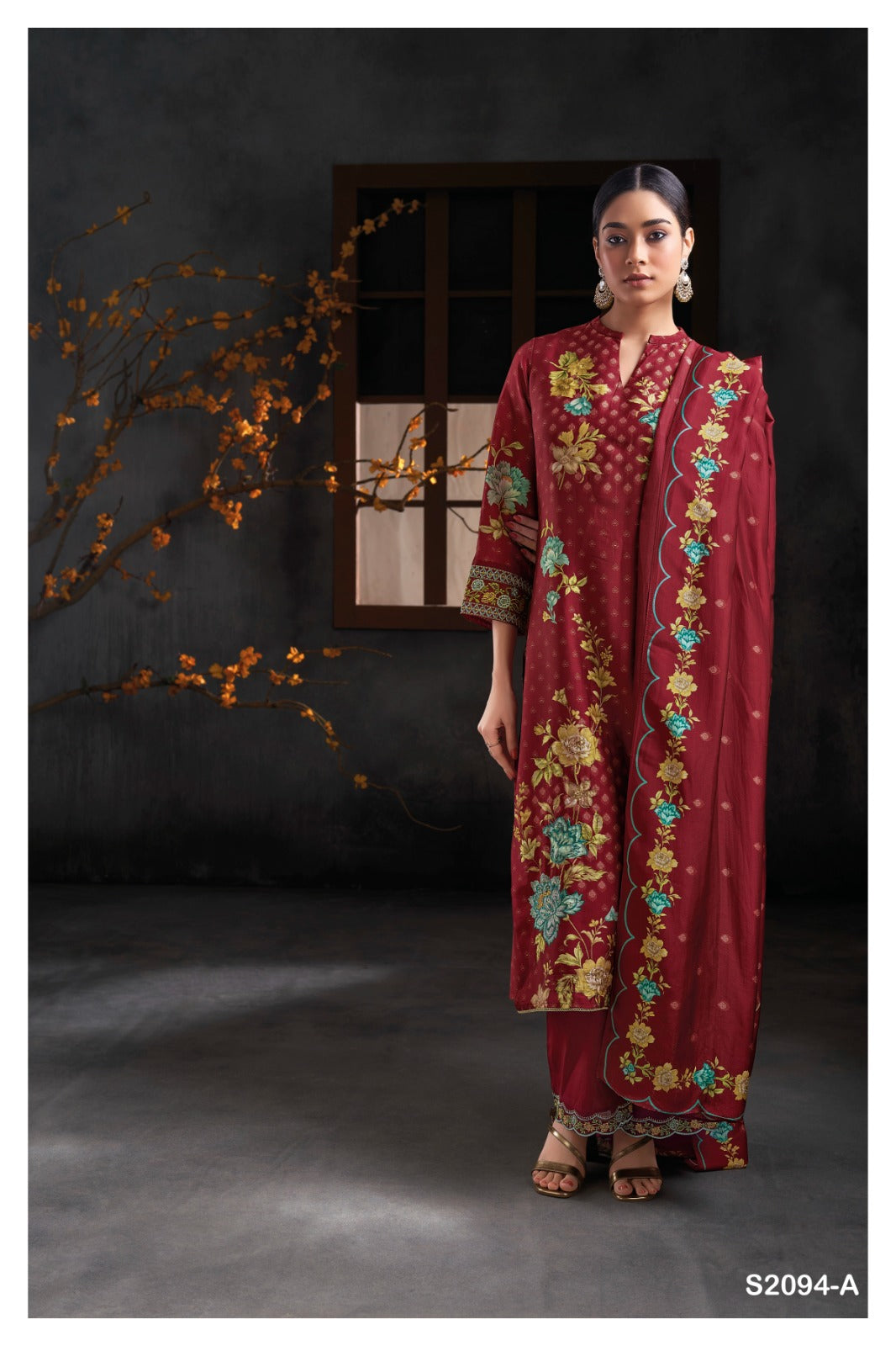 Ganga KELSEY S2094 | Premium Bemberg Silk Satin Suit – Ganga Suits Ashok Lal & Sons