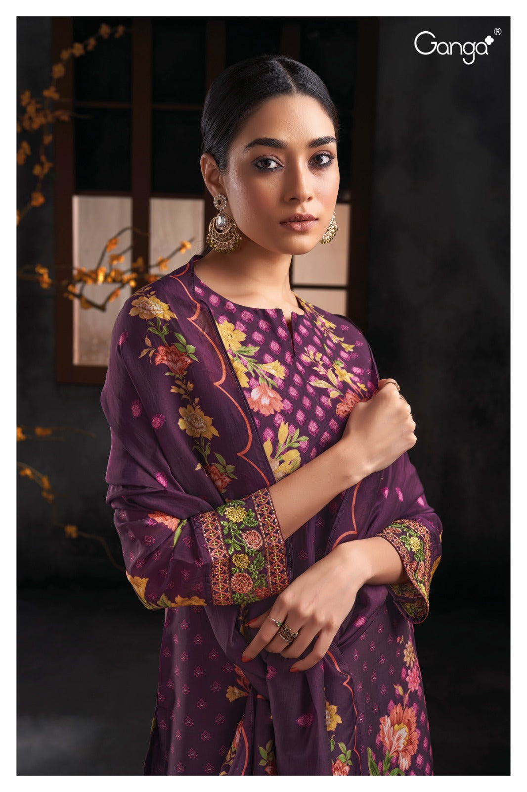Ganga KELSEY S2094 | Premium Bemberg Silk Satin Suit – Ganga Suits Ashok Lal & Sons