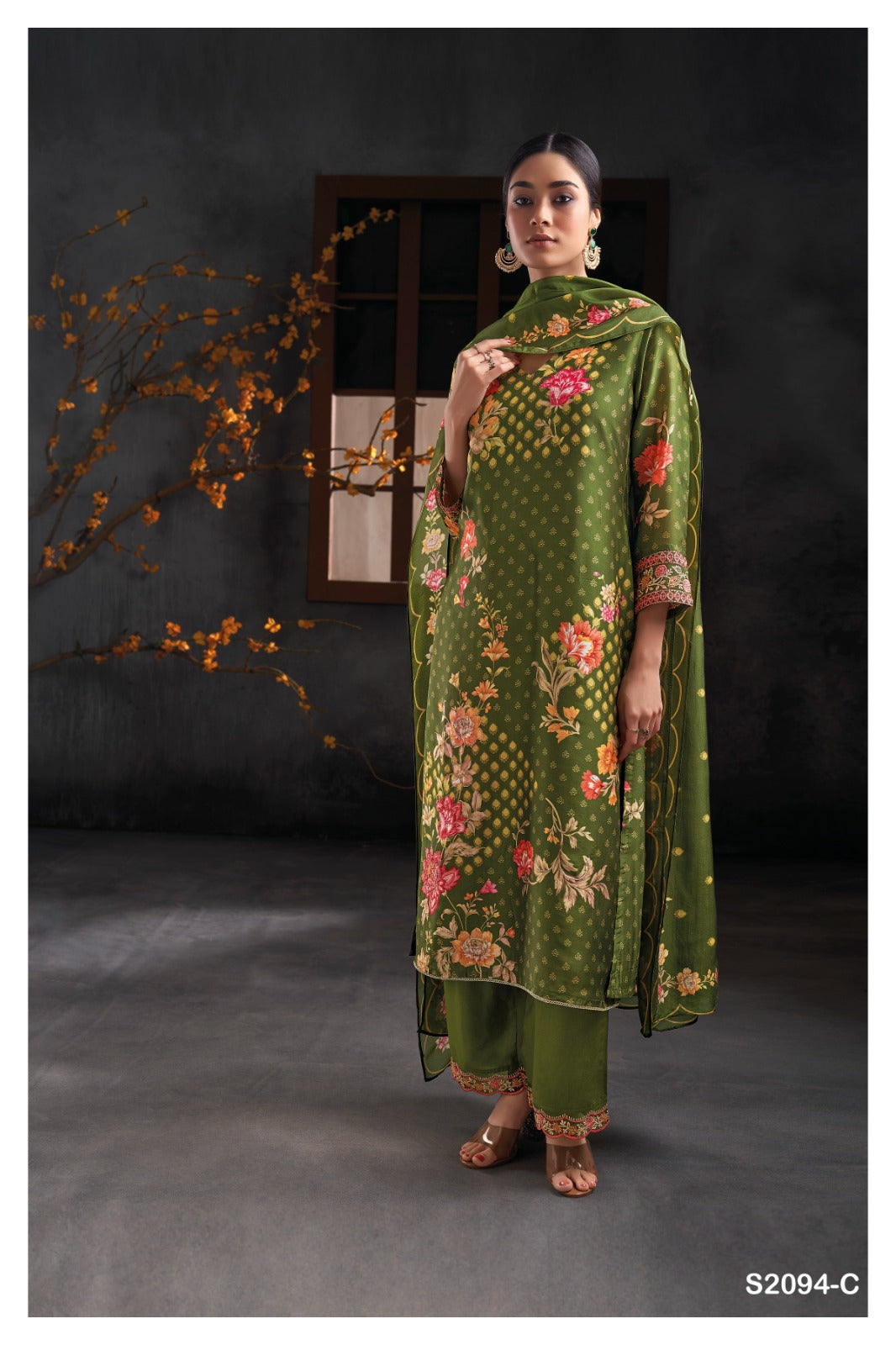 Ganga KELSEY S2094 | Premium Bemberg Silk Satin Suit – Ganga Suits Ashok Lal & Sons