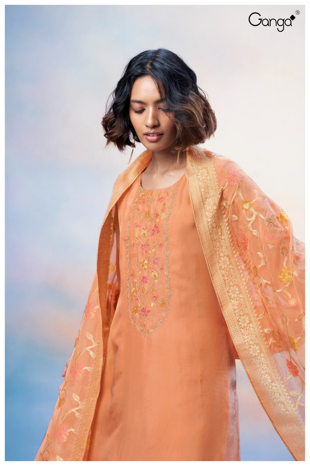 Ganga SHRUTI S2602 | Premium Bemberg Habutai Silk Suit – Ganga Suits Ashok Lal & Sons