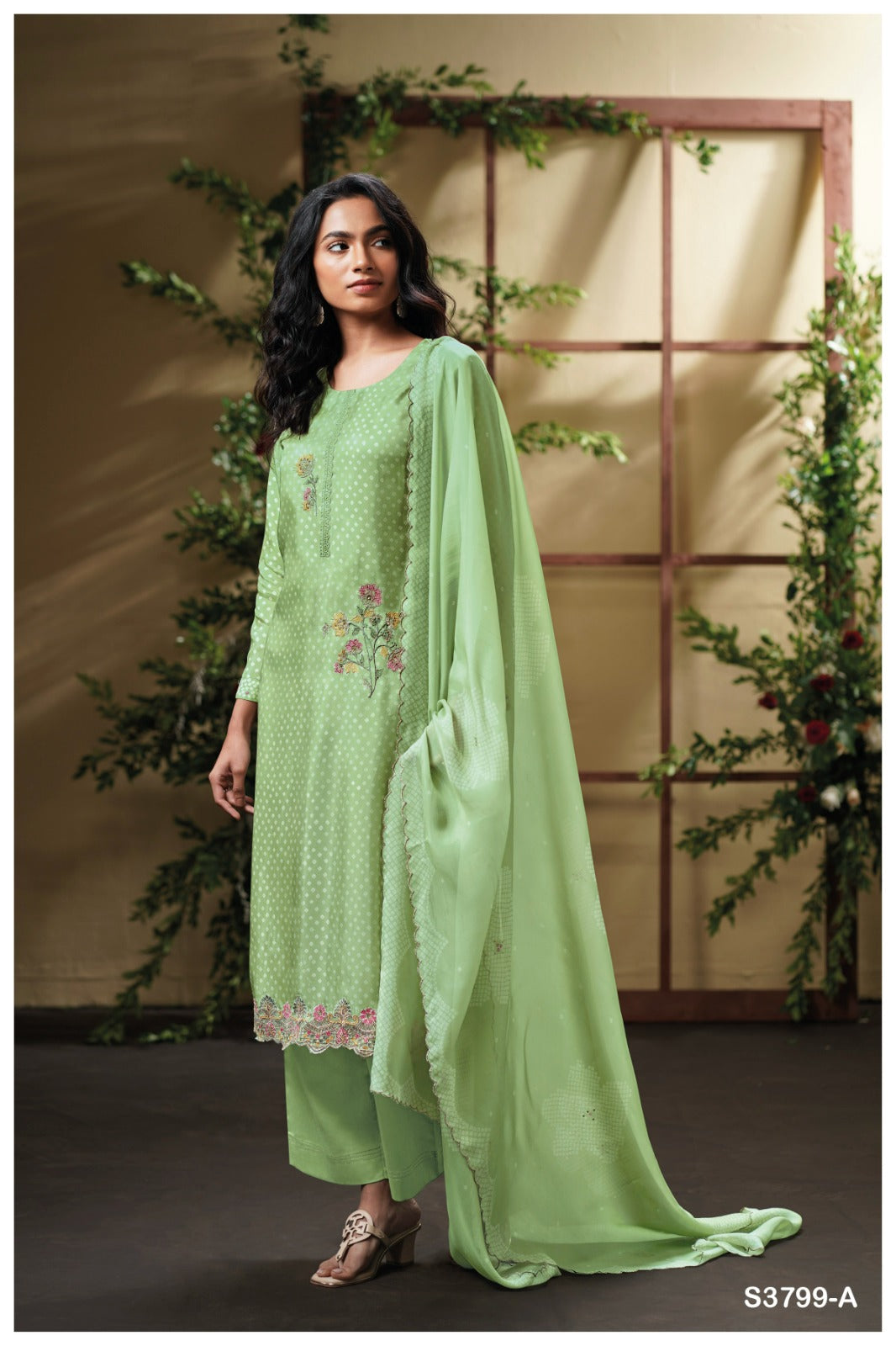 Ganga DRISHTA S3799 | Premium Pure Bemberg Habutai Silk Suit – Ganga Suits Ashok Lal & Sons