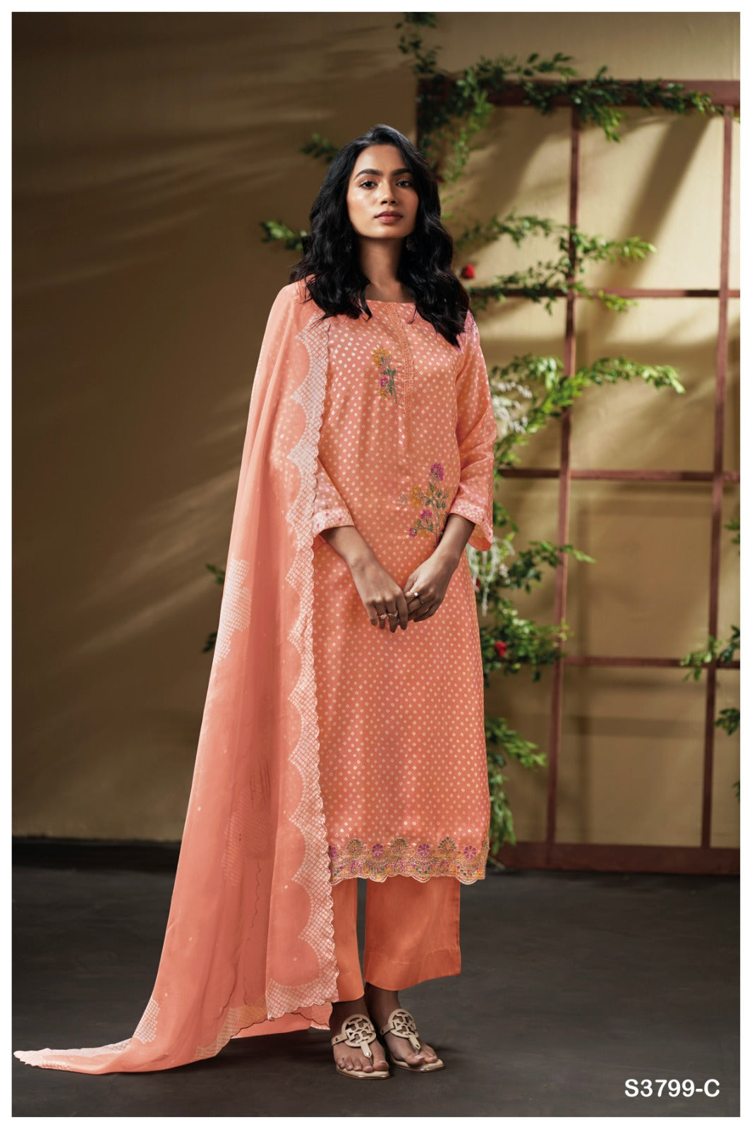 Ganga DRISHTA S3799 | Premium Pure Bemberg Habutai Silk Suit – Ganga Suits Ashok Lal & Sons