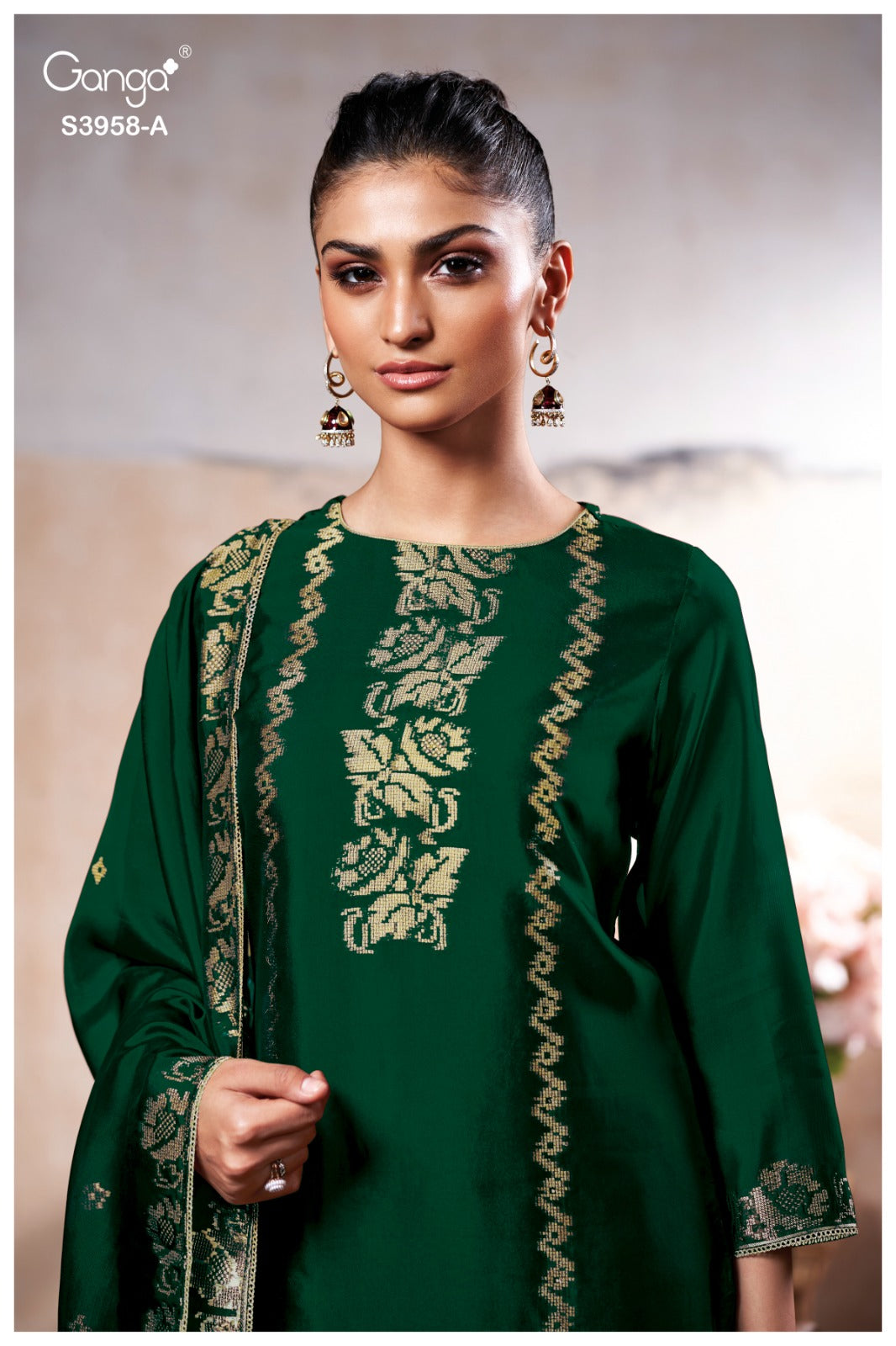 Ganga ZARIEL S3958 | Premium Pure Viscose Woven Silk Suit – Ganga Suits Ashok Lal & Sons