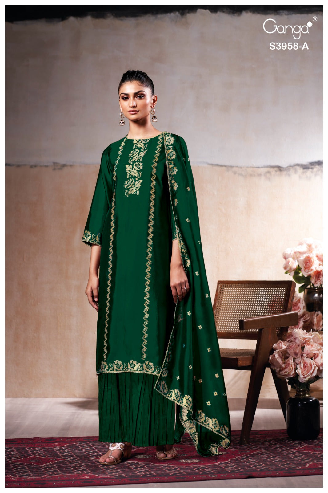 Ganga ZARIEL S3958 | Premium Pure Viscose Woven Silk Suit – Ganga Suits Ashok Lal & Sons